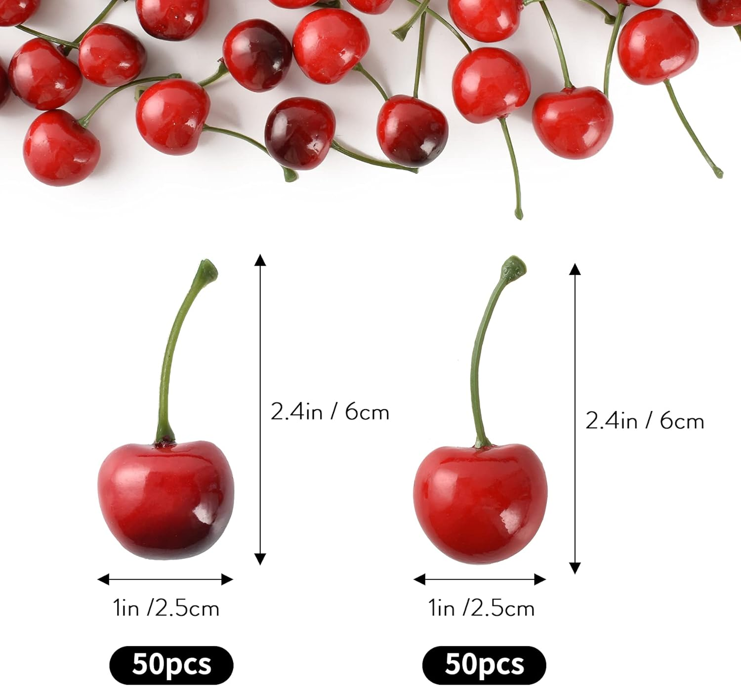 LUEYAO Artificial Cherry Fruit Fake Cherries Red Simulation Red Black Cherries Artificial Cherry Decorations Fake Fruit Model Home House Kitchen Party Decoration 100 PCS
