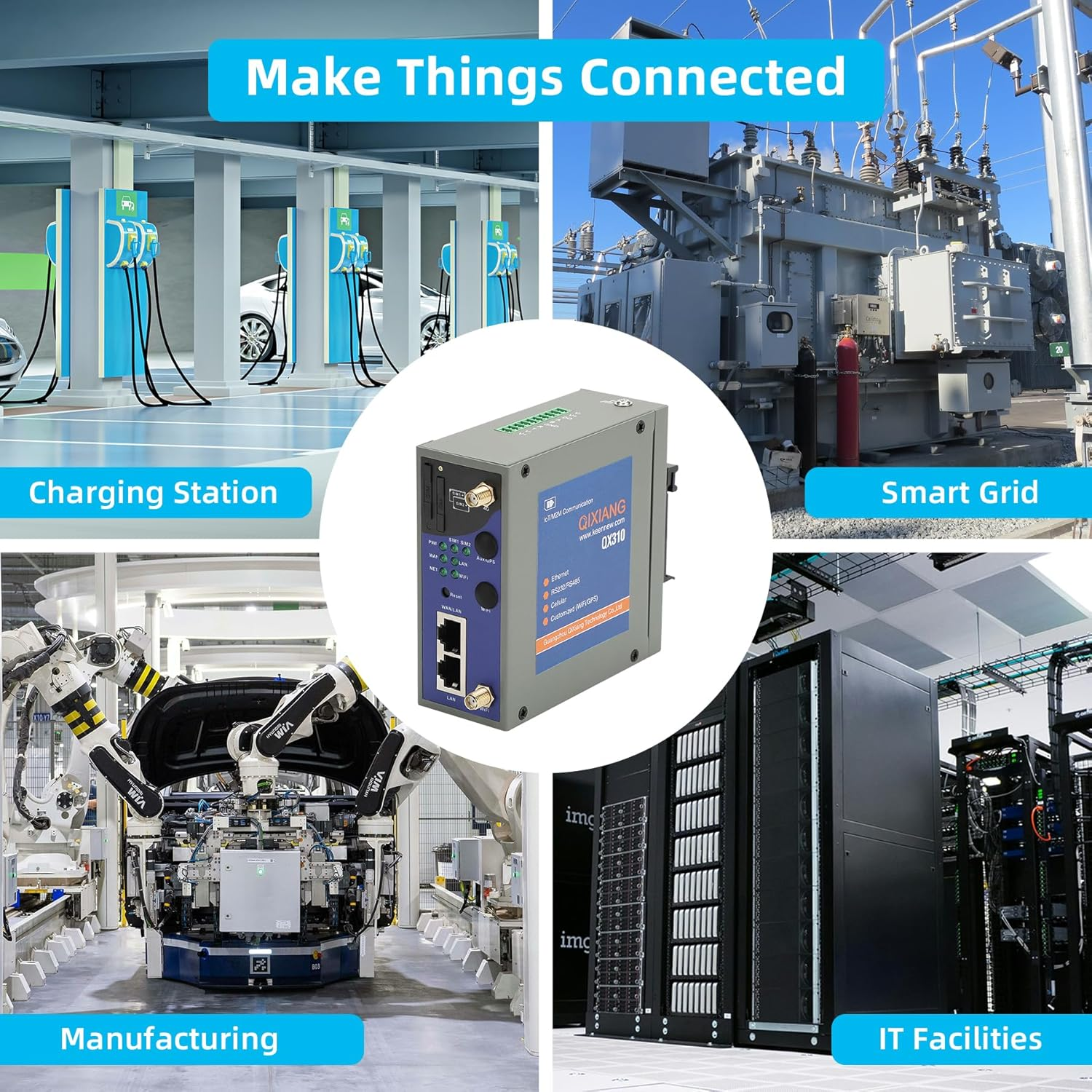 QX310-AUW2 Industrial 4G LTE Wifi Router with DIN Rail Mounting, Cellular VPN Client Router for Wireless Internet Backup, M2M Gateway Serial Modem for Power Cabinet Manufacturing Industrial Automation image number 3