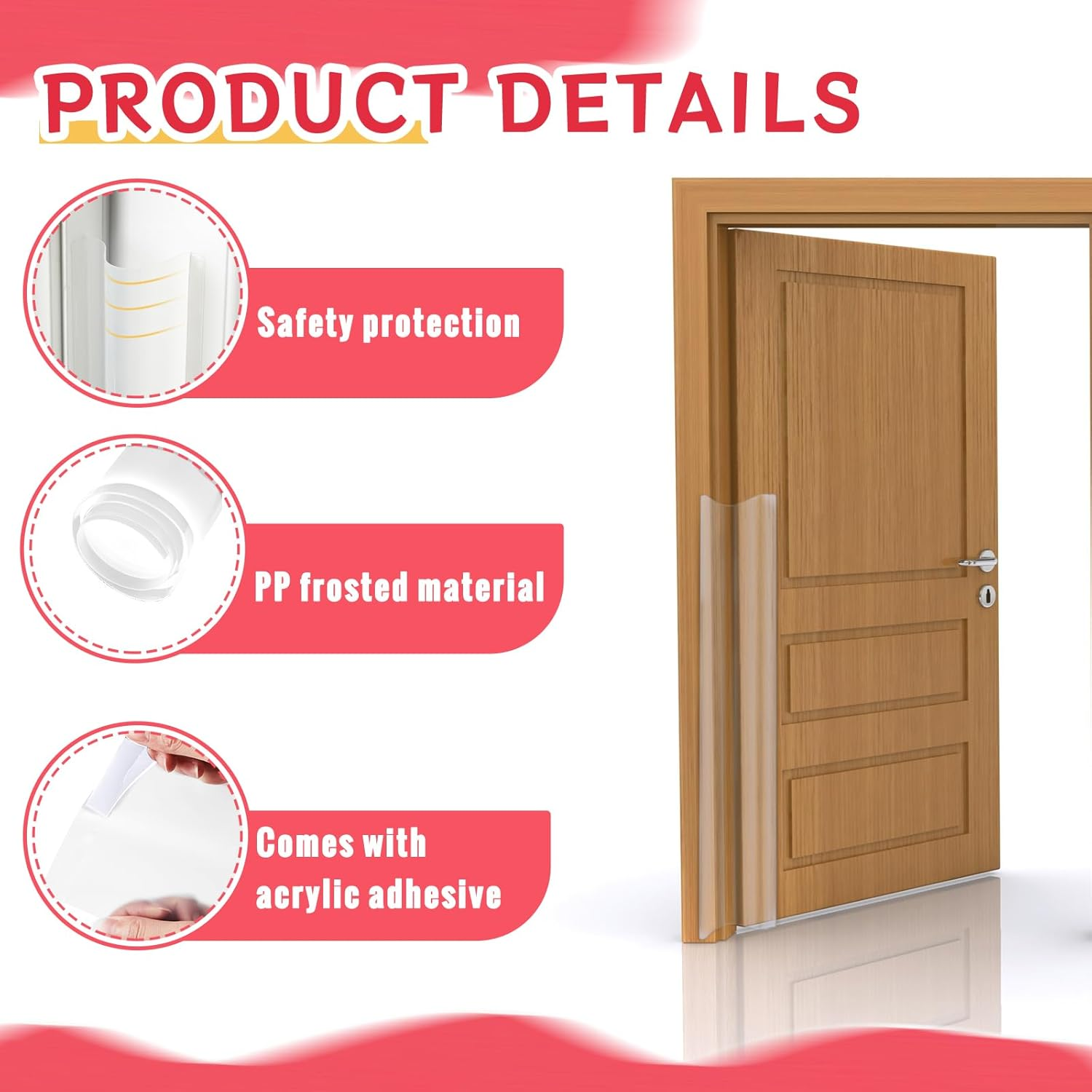 6 Pcs Door Pinch Guard Baby Proofing Jam Shield Door Finger Pinch Guard 47.2 X 7 Inch Hinge Cover Protectors for 90 and 180 Degree Gates Kids Pets Safety image number 1