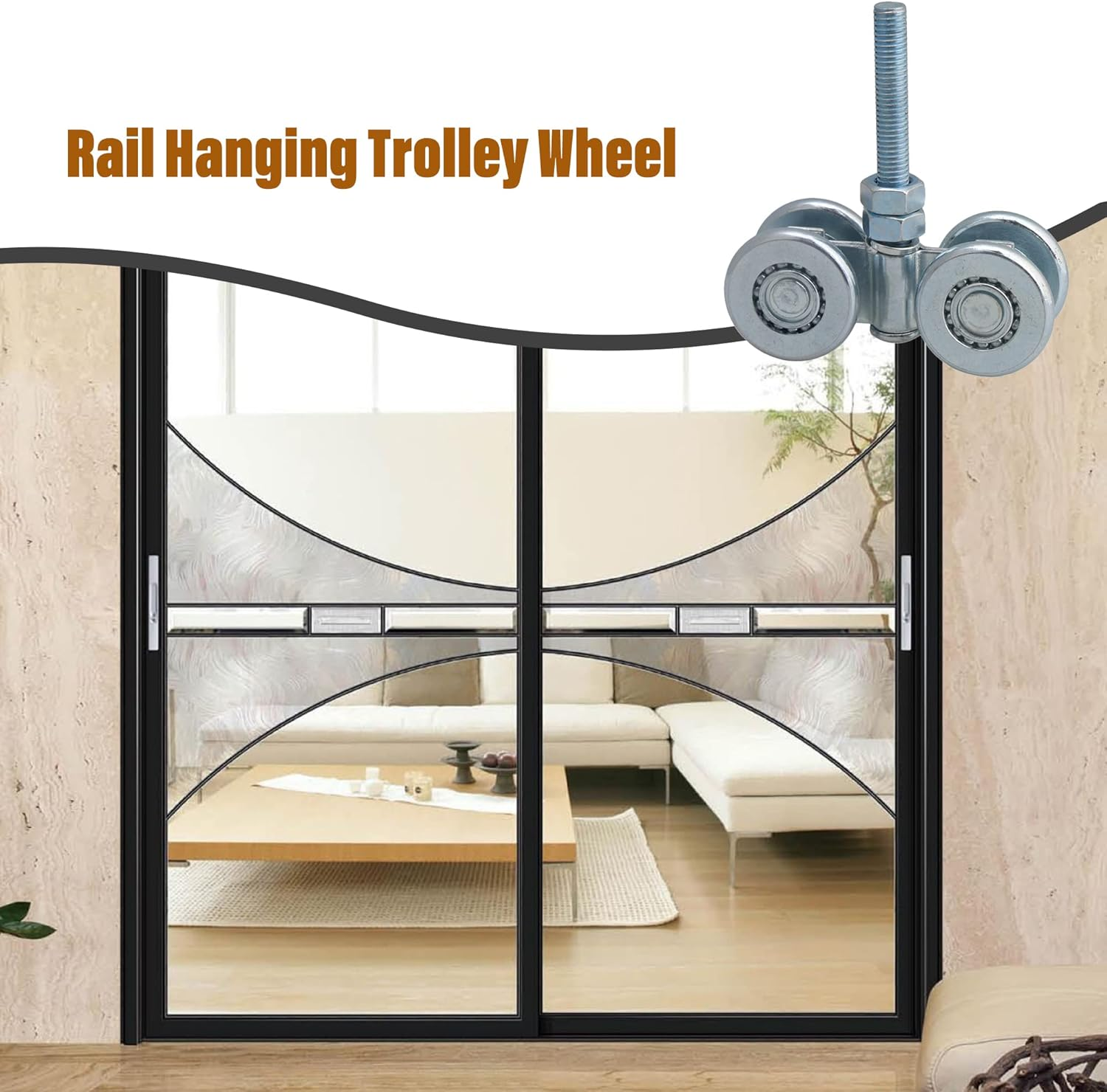 BQLZR Steel Double Wheel Rail Hanging Trolley Barn Door Track Rollers H3-3 Pack of 2 image number 3