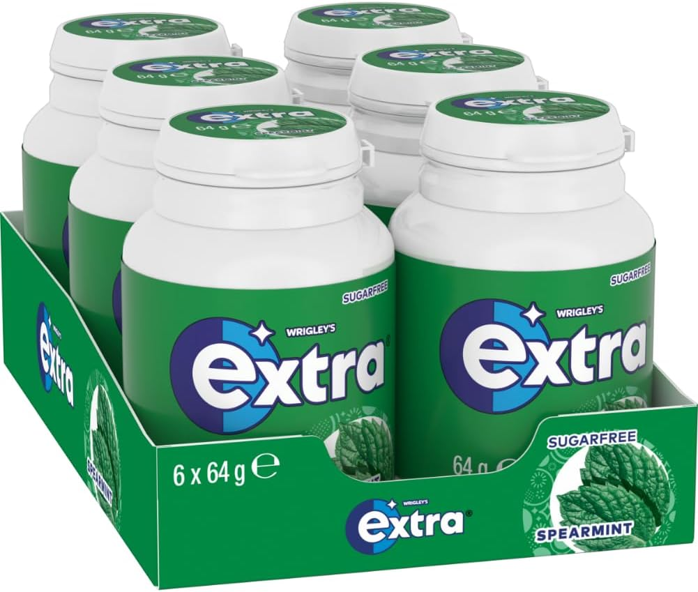 Extra Spearmint, Sugar Free Chewing Gum, 64G Bottle (Case of 6)