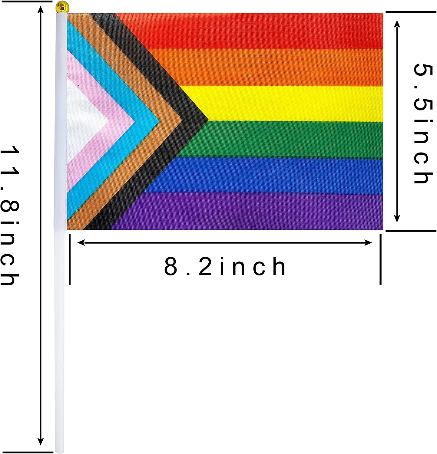 50 Pack Progress Mini Rainbow Flag - Hand Held USA American Pride Flag, Party Decorations for Parades & Festivals image number 3