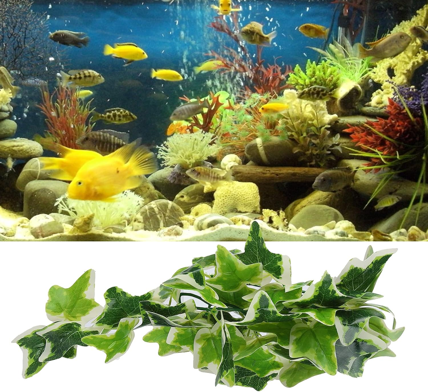 Artificial Reptile Plants Hanging Vines Fake Foliage for Terrarium with Suction Cup Suitable for Reptiles Fish Decoration (#20) image number 2