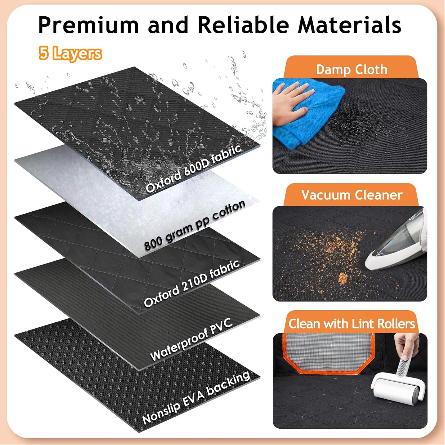 ITNAST XL Dog Seat Cover for Truck, Waterproof Dog Floor Hammock for Crew Cab Trucks with Mesh Window, Heavy Duty Scratch-Proof Back Seat Cover Protector for F150 image number 5