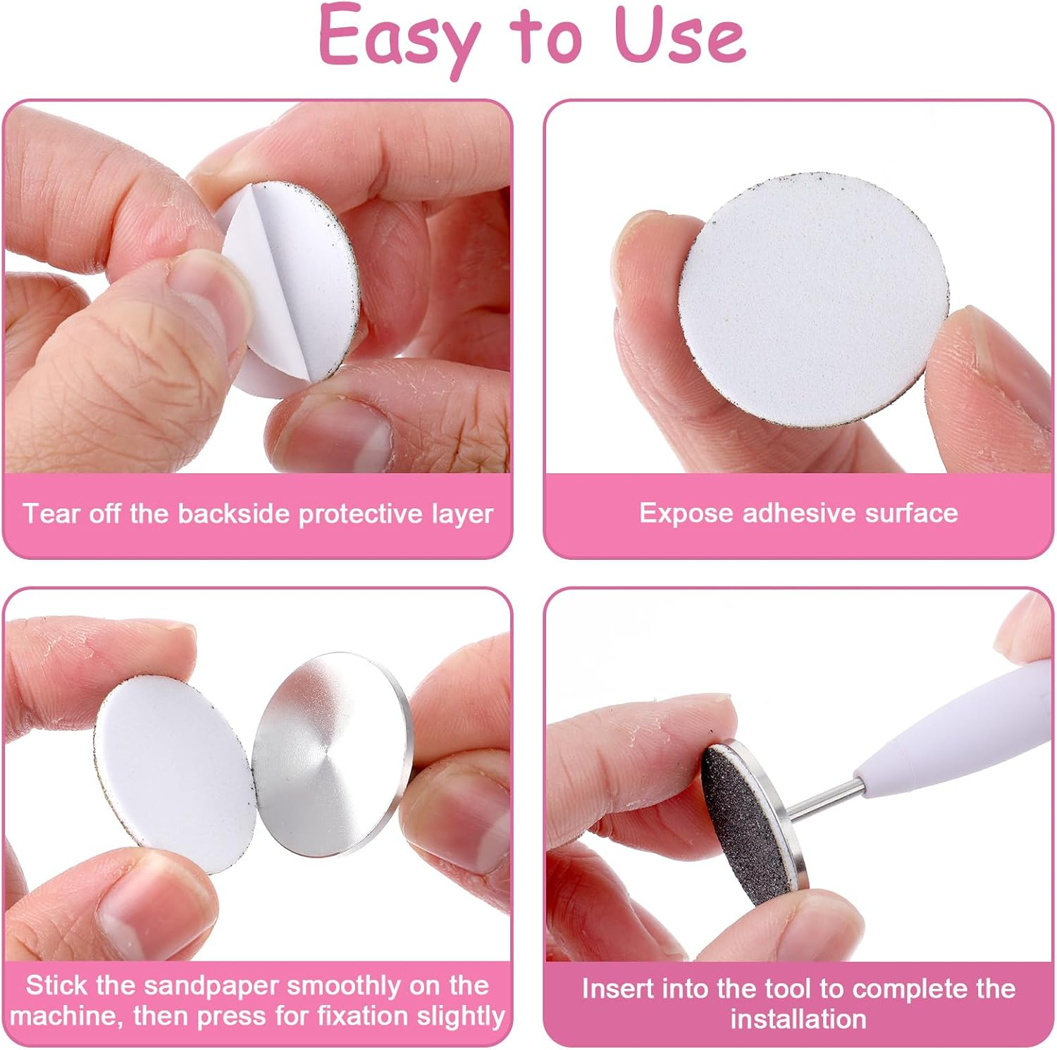 Apausvcm Pack of 60 Sanding Discs Pedicure, 25 Mm Feet Grind Sandpaper, Replacement Sandpaper Disc Tool, 80/150/240 Grit Feet Grind Sandpaper, Replacement Sandpaper Foot Nail Cutter Attachments image number 1