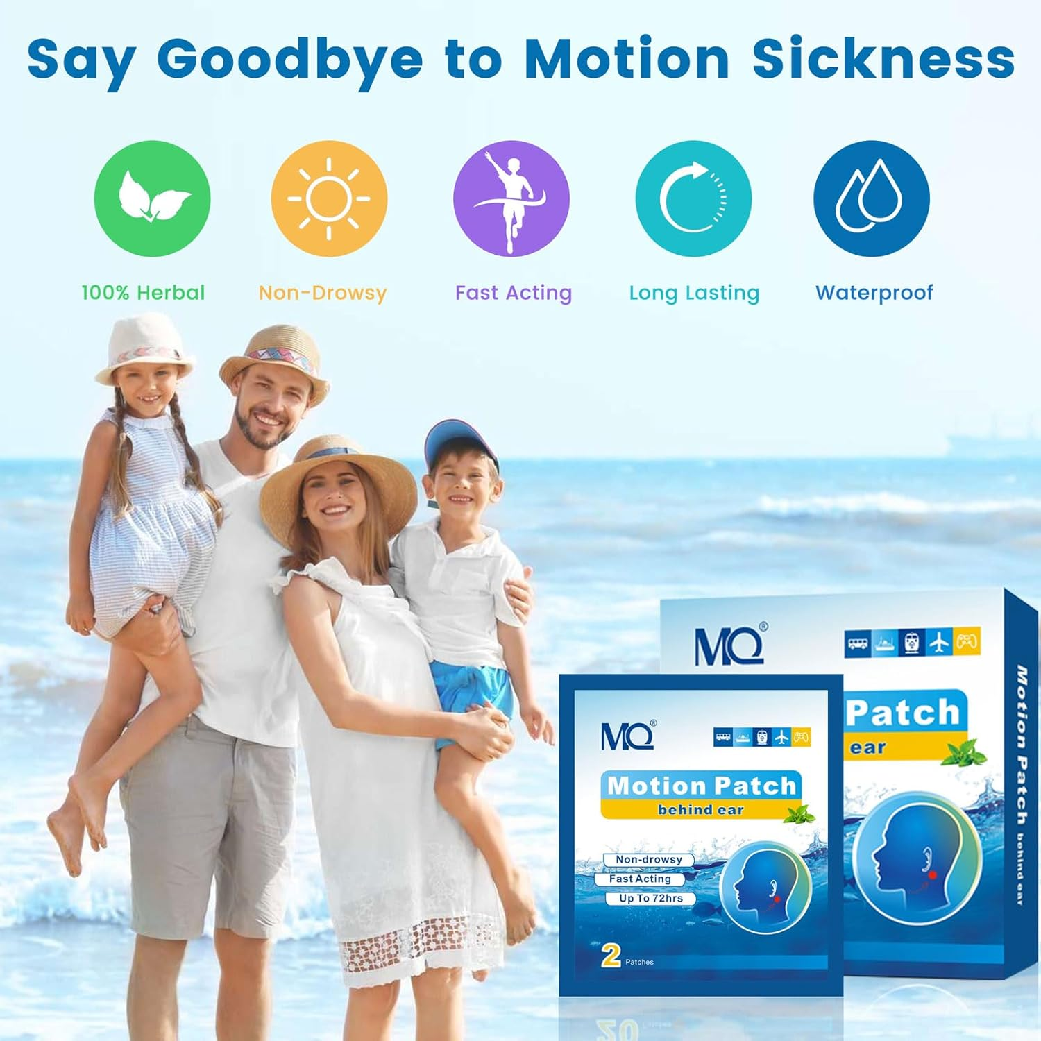 MQ 20Ct Motion Sickness Patches, Light Color, Sea Sickness Patches Non Drowsy & Waterproof, Cruise Ship Travel Essentials, Fast Acting & Long Lasting 72H - Medium Color image number 7