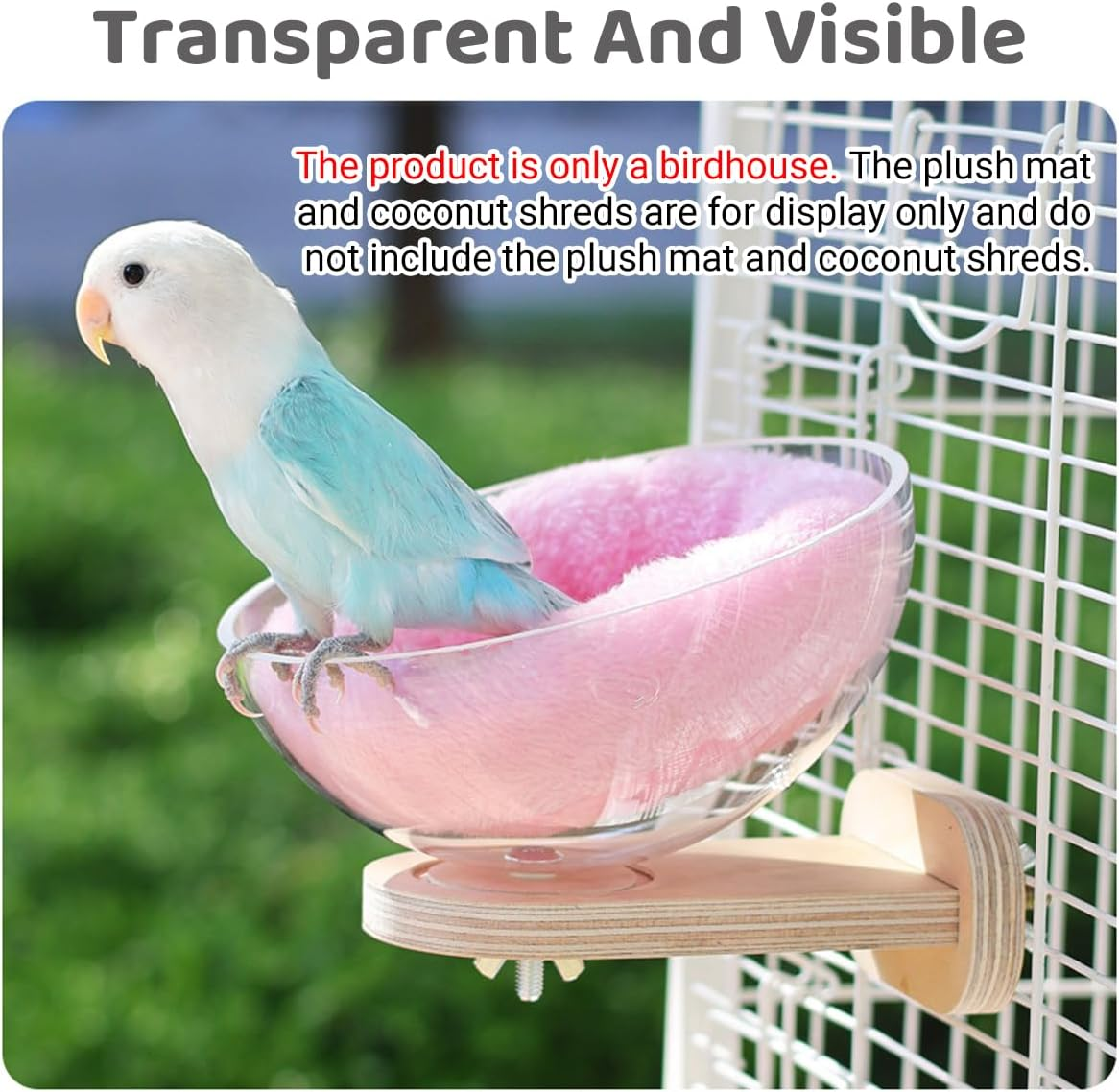 AIMALL Parrot Resting and Sleeping Nest with Wooden Perch Transparent Ventilated Capsule Design Swing and Fixed Styles 5.90In Diameter for Small and Medium Birds All Seasons image number 2