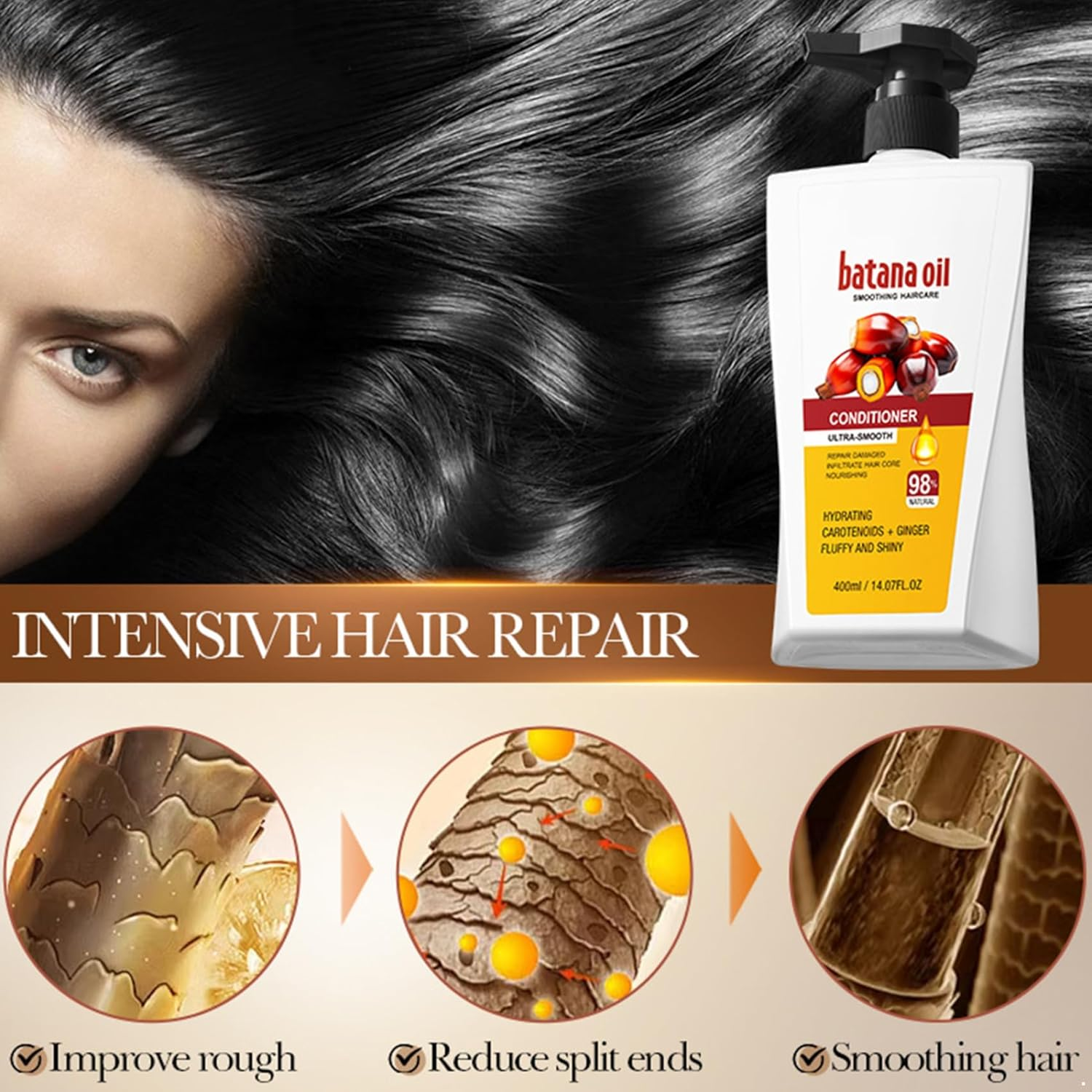 Riismen Batana Oil Hair Mask 1 Piece Hydrating Formula for Dry Damaged Hair Repair for Silky Softness and Manageable Frizz Control Unisex White One Size image number 6