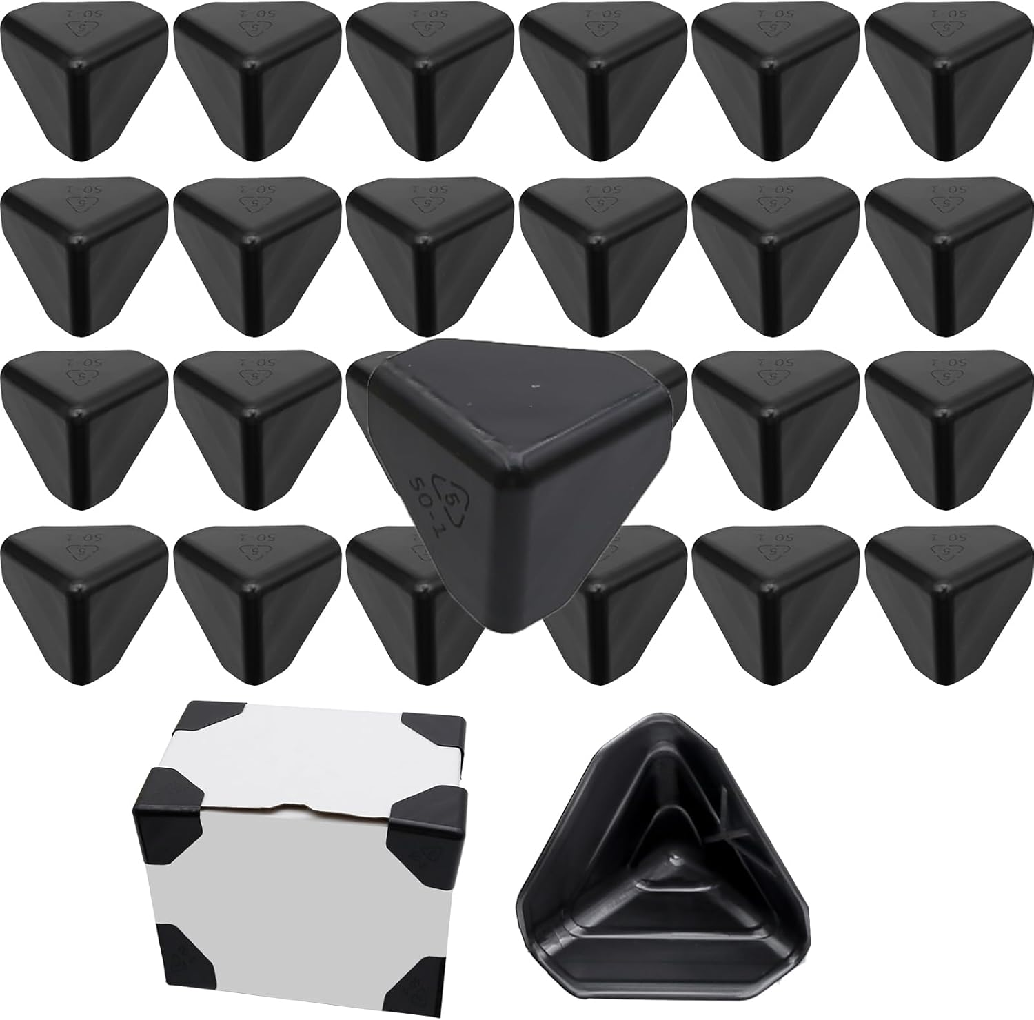 EATAKWARD 200 Pcs Packaging Edge Protectors, Plastic Heavy Duty Edge Corner Protector Golder, Shipping Box Corner Protectors Corner Guards for Boxes, Cartons, Panel Packaging, Black, 2'' X 2'' X 2'' image number 2