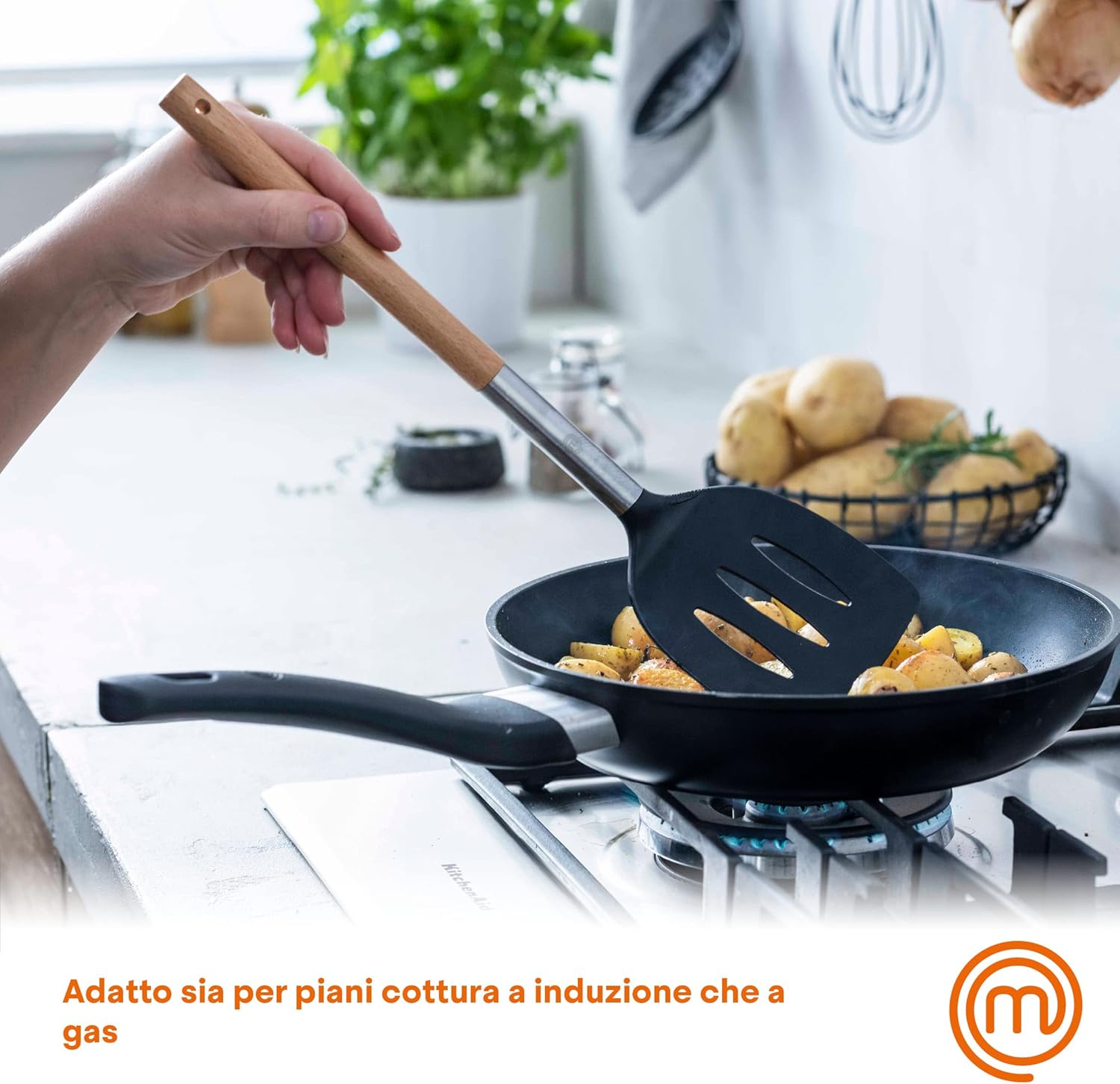 Masterchef Non Stick Frying Pan 24Cm for Induction Hob, Gas, Halogen & Ceramic Stoves, Swiss Engineered for Even Heat Distribution, Scratch Resistant, Dishwasher Safe, Aluminium image number 2