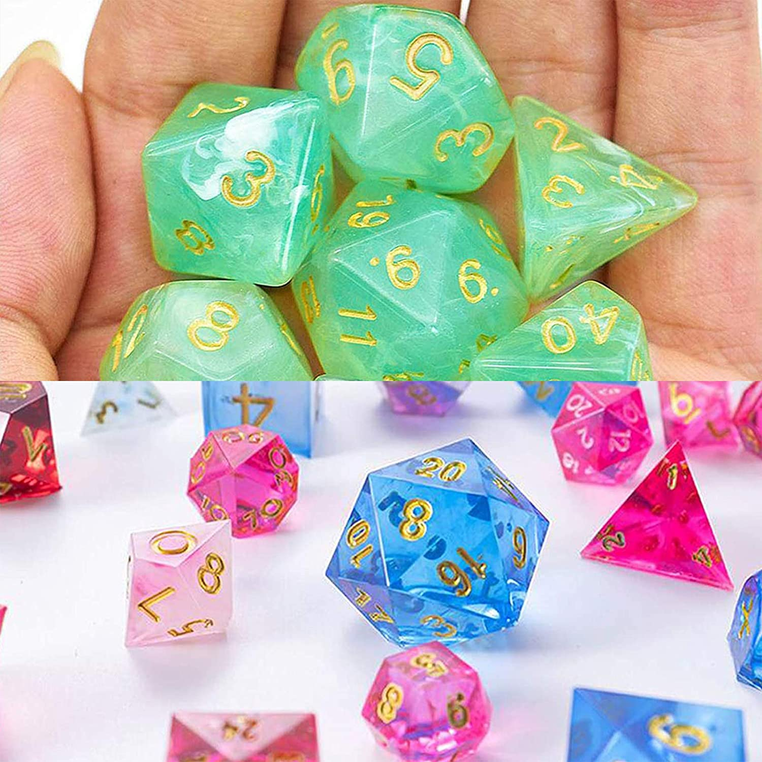 Resin Dice Mould Epoxy Casting Kit Set Number Letter Operation D4 D6 D8 D10 D12 D20 D24 20-Count 0.7-1.6Inch image number 2