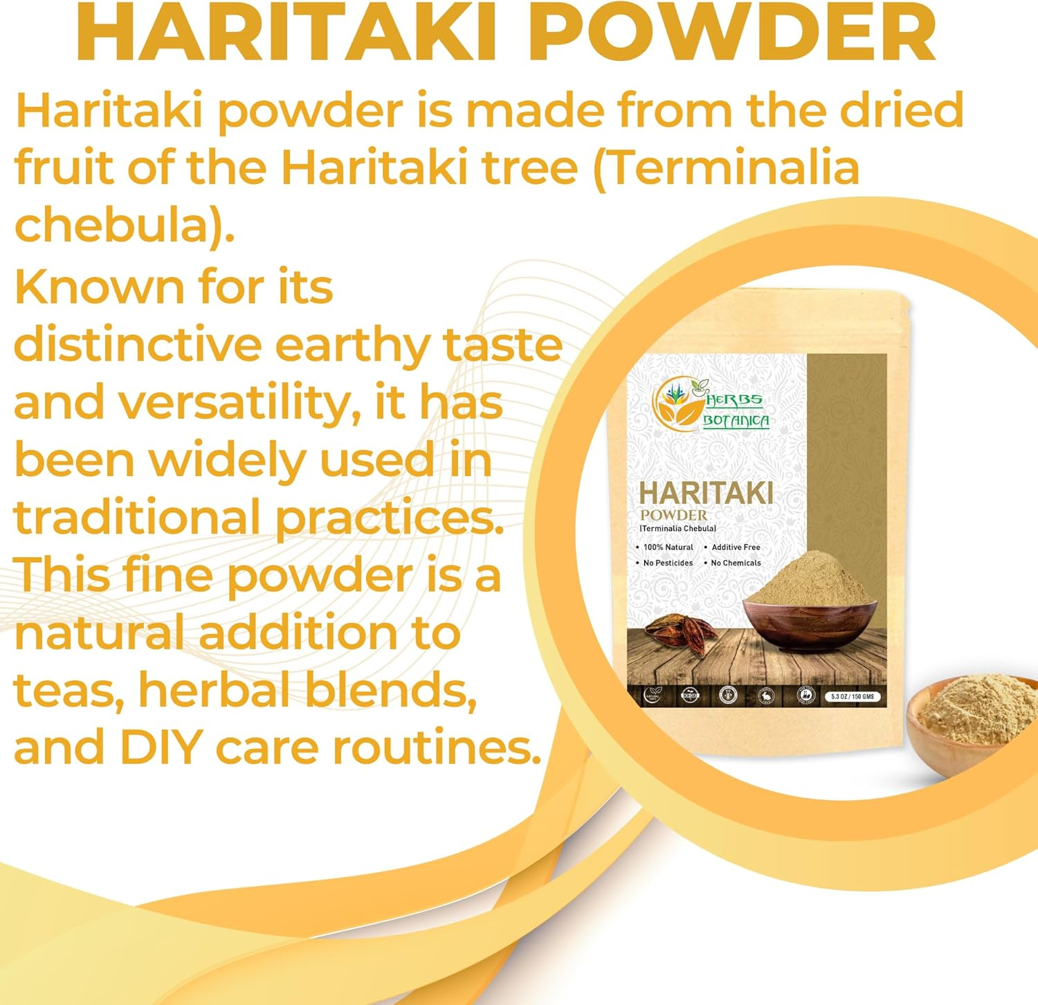 Herbs Botanica Pure Natural Haritaki Powder (Harad) (Terminalia Chebula) | 5.3 Oz (150 GMS) | Herbs from India | for Detoxication | Colon Cleanser | Healthy Colon | Vegan image number 6