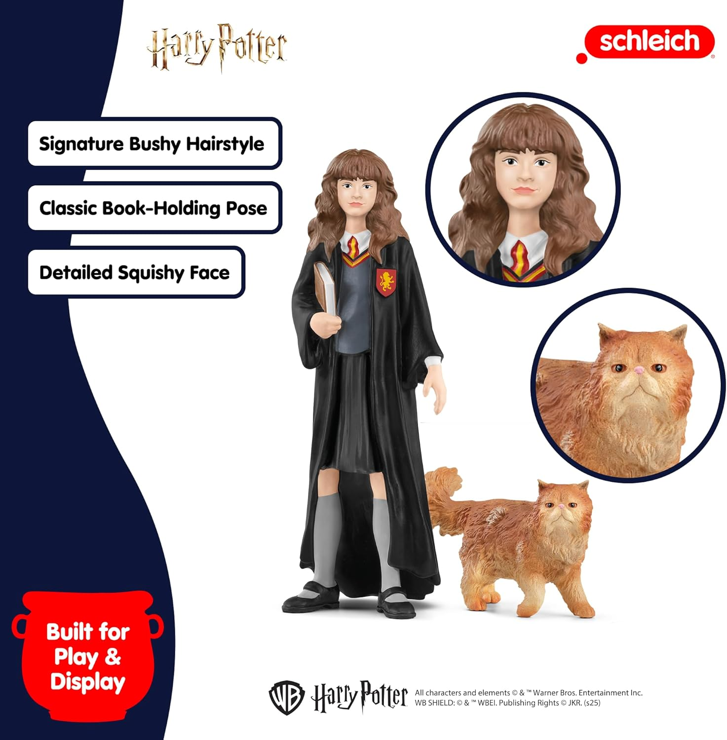 Schleich Harry Potter - Hermonie and Crookshanks Cat Figurines - 2 PC Harry Potter Set - Wizarding World Collectible Figures for Kids and Adults - Toys for Ages 6+ | 42635 - Multicolor image number 2