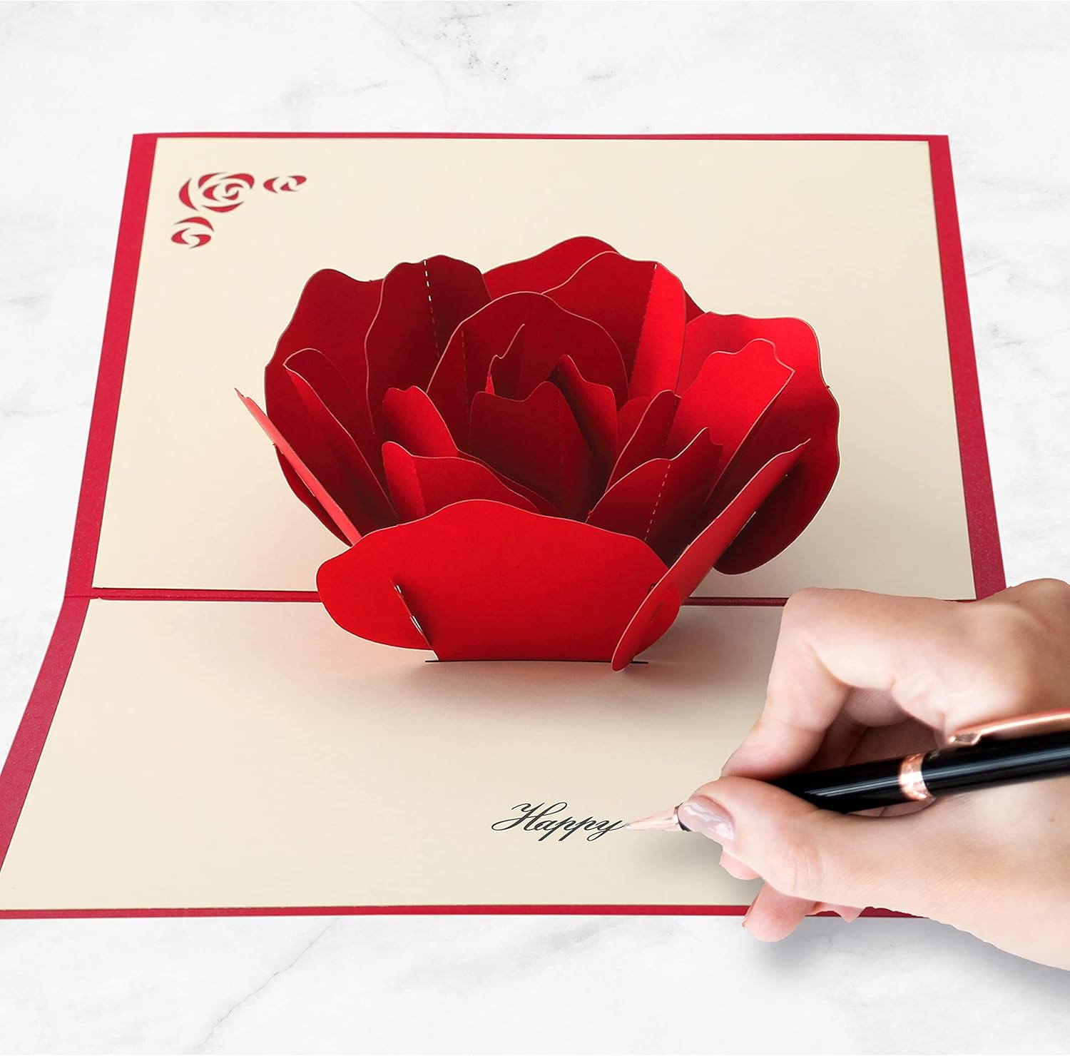 Rose Pop up Card, Mothers Day Card, Handmade 3D Flower Greeting Card for Mother'S Day/Birthday/Anniversary/Valentine'S Day, Premium Cardstock with Envelope & Note Card - Gifts for Women, Mom, Wife