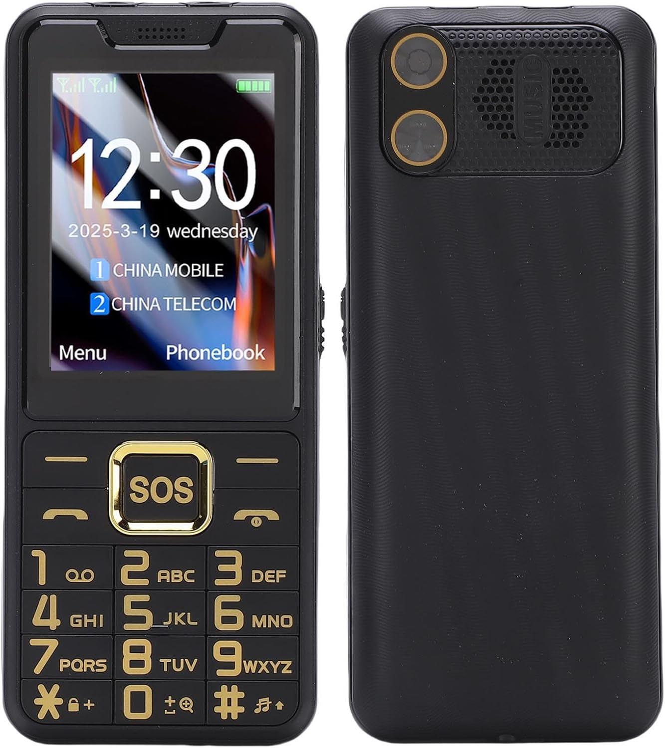 Generic 4G Cell Phone for Seniors, 2.6In HD Screen Dual SIM Mobile Phone for Elderly, Old Phone with 2500Mah Battery, Large Buttons, 0.13MP Camera, LED Flashlight & FM Radio (Gold)