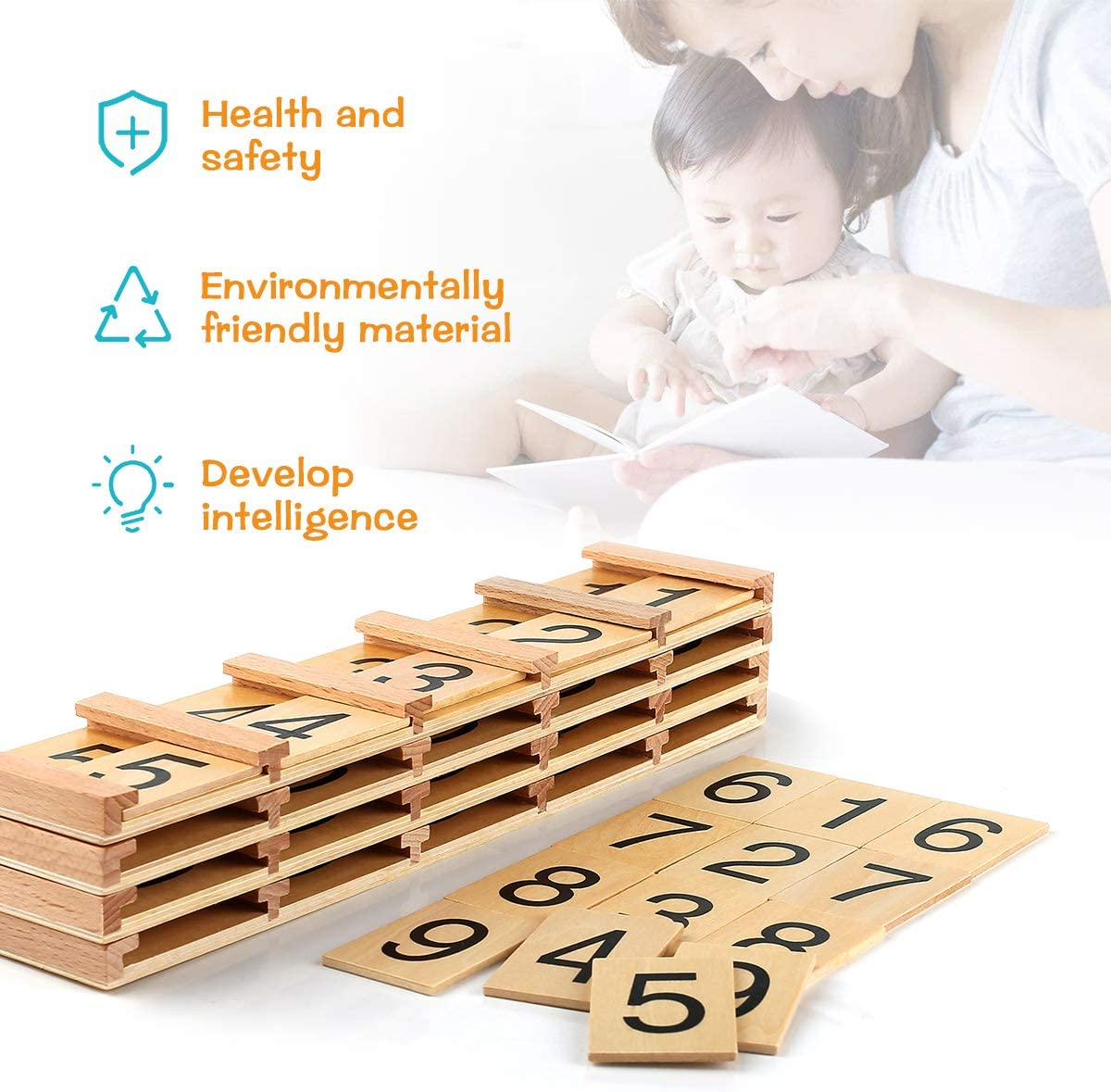 Montessori Mahematic Material Teens and Tens Board Kids Counting Number Math Learning Toy