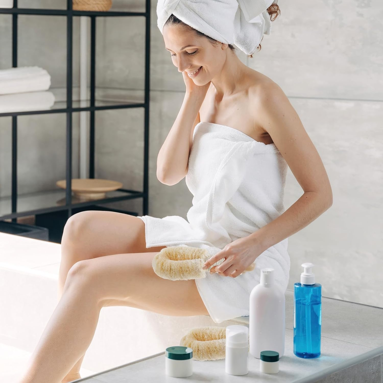 Dry Skin Brushes, 9.65Inch Hang Natural Fibers Sisal Body Brush, for Skin Exfoliates Skin, Ergonomic Exfoliating Body Brushes for Bath Shower, Stimulate Blood Circulation image number 1