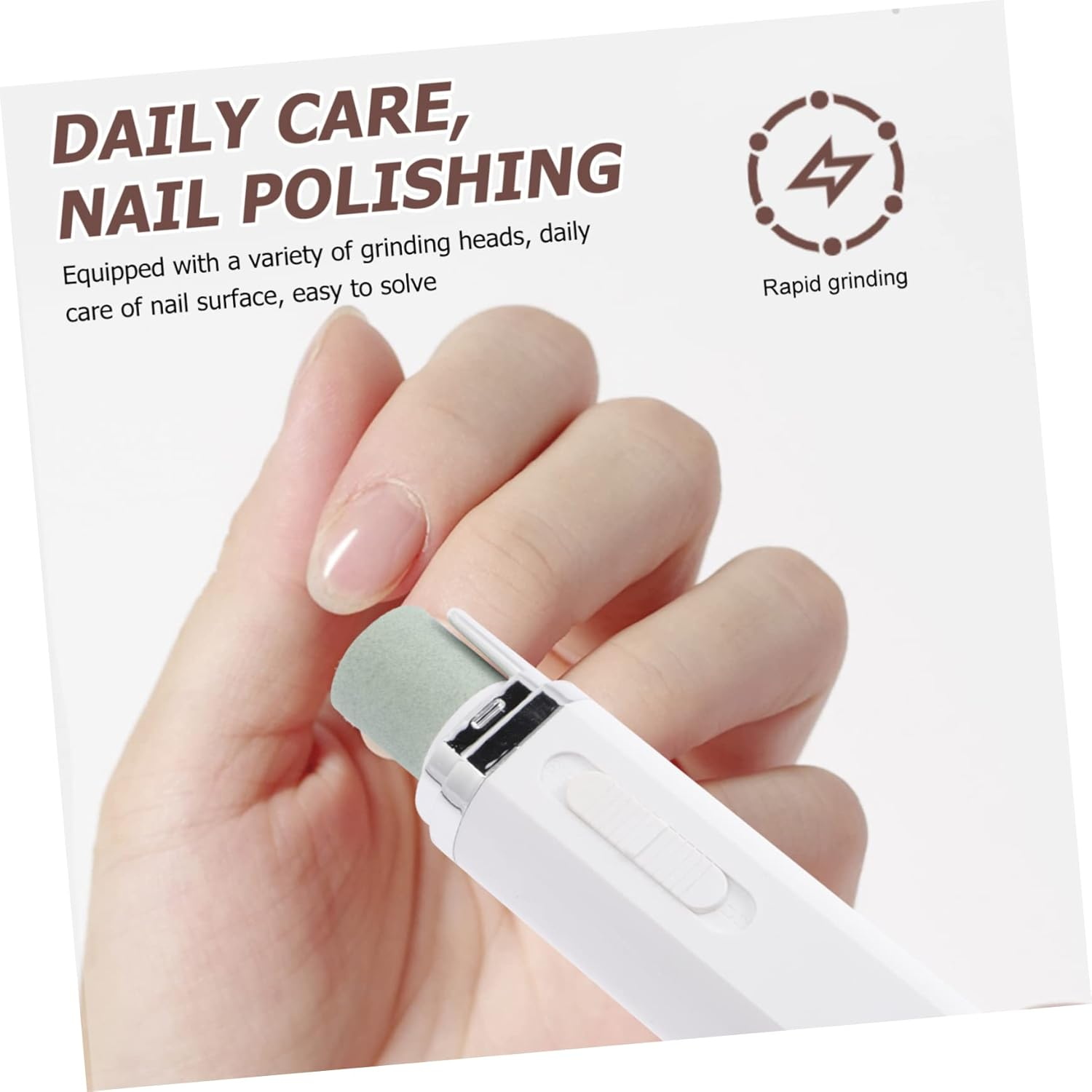 HEALEEP Electric Nail Grinder Nail Drill Machine Battery Operated Portable Manicure Tool EVA Grinding Head Multi-Function Mini White Abs for Home and Travel image number 6