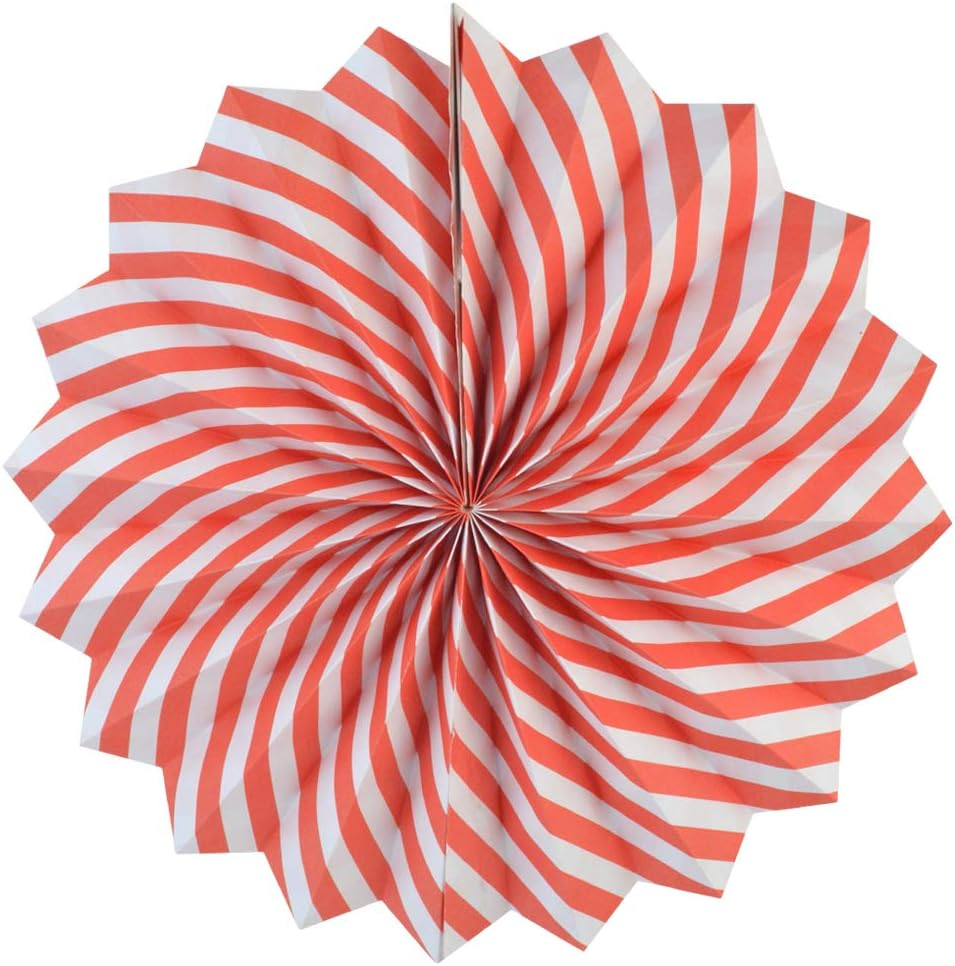 Party Hanging Paper Fans Set, Red round Pattern Paper Garlands Decoration for Birthday Wedding Graduation Events Accessories, Set of 18 Red image number 2