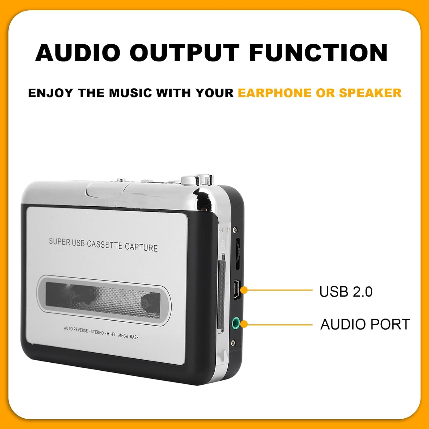 Cassette Player Recorder, Portable Stereo Tape Player with Cassette to MP3 Converter Function, USB for Computer, Laptop, USB Disk image number 4