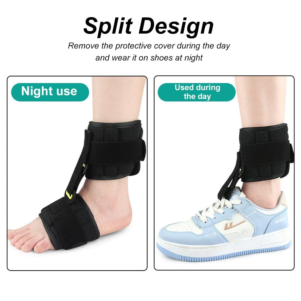 Foot Drop Brace Ankle Foot Orthosis Support, Adjustable AFO Splint for Foot Pain Relief, Ankle Foot Orthosis Support for Men, Women and Kid，Day & Night Dorsal Splint for Left Right
