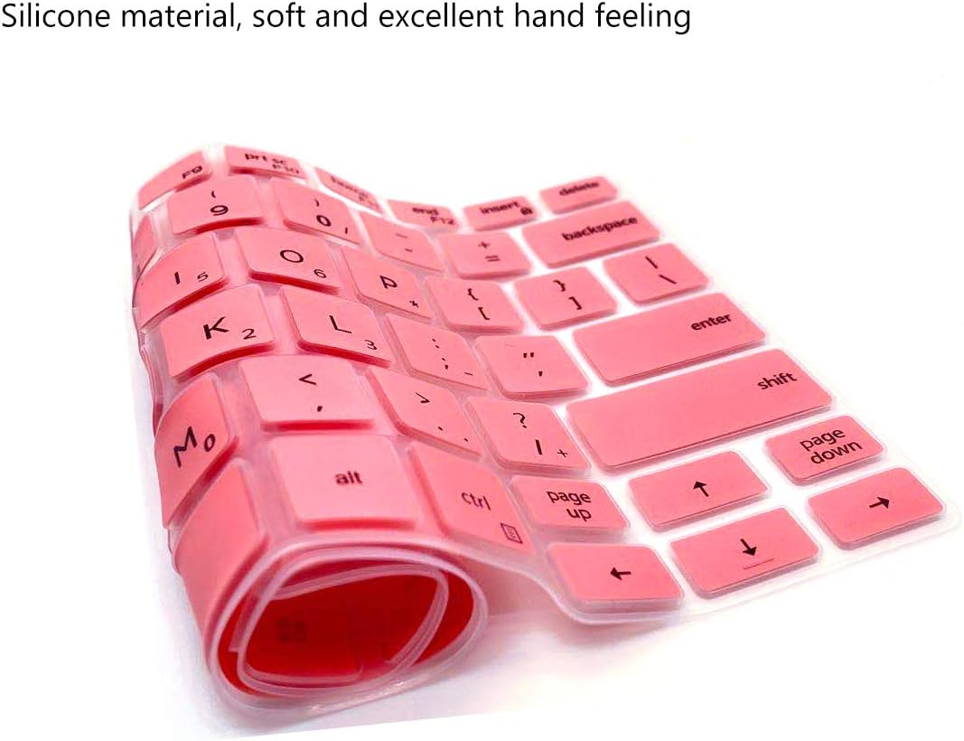 2PCS Keyboard Cover for Dell Latitude 5000 Series 5300 5310 13.3 Inch Laptop, Dell Latitude 7000 Series 7300 13.3" Laptop Keyboard Protective Skin -Pink+Clear - Hotblue image number 3