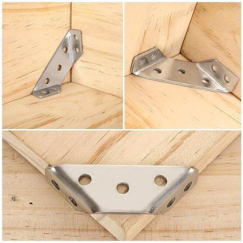 30 Pack Universal Stainless Steel Furniture Corner Connector, Stainless Steel Angle Corner Brackets, Trapeziform Corner Brace Support Bracket Fastener (Silver) image number 4