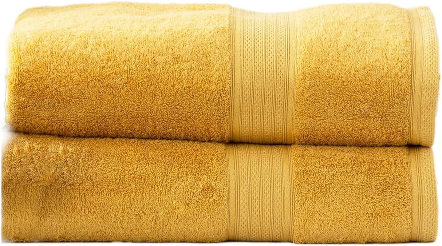 4Pc Renee Taylor Stella Bath Towel 140Cm Soft Bamboo Cotton 650 GSM Mustard image number 5