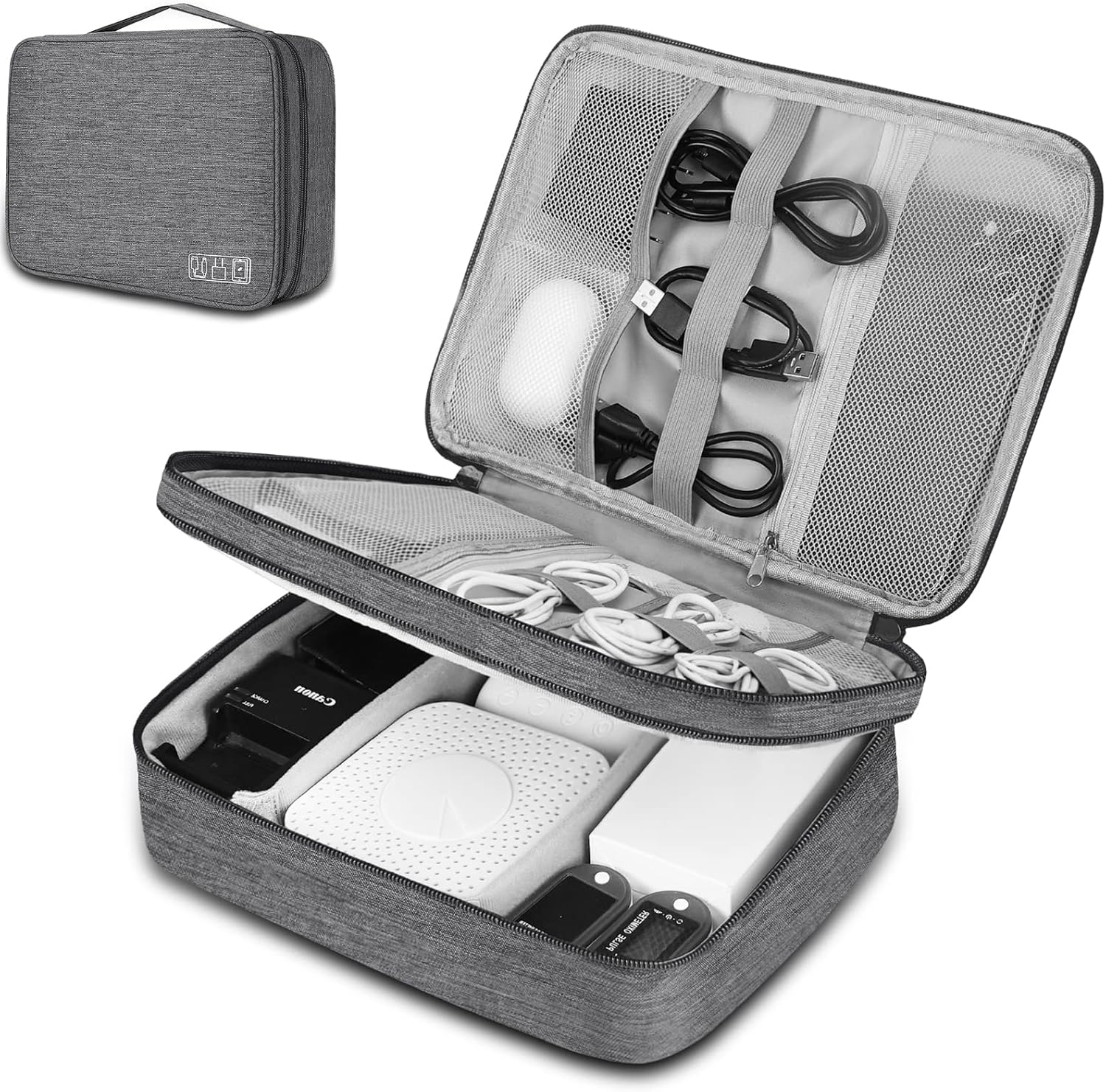 Electronic Organizer Travel Universal Cable Organizer Electronics Accessories Bag for Cable, Charger, Phone, USB, SD Card,1Pack image number 3