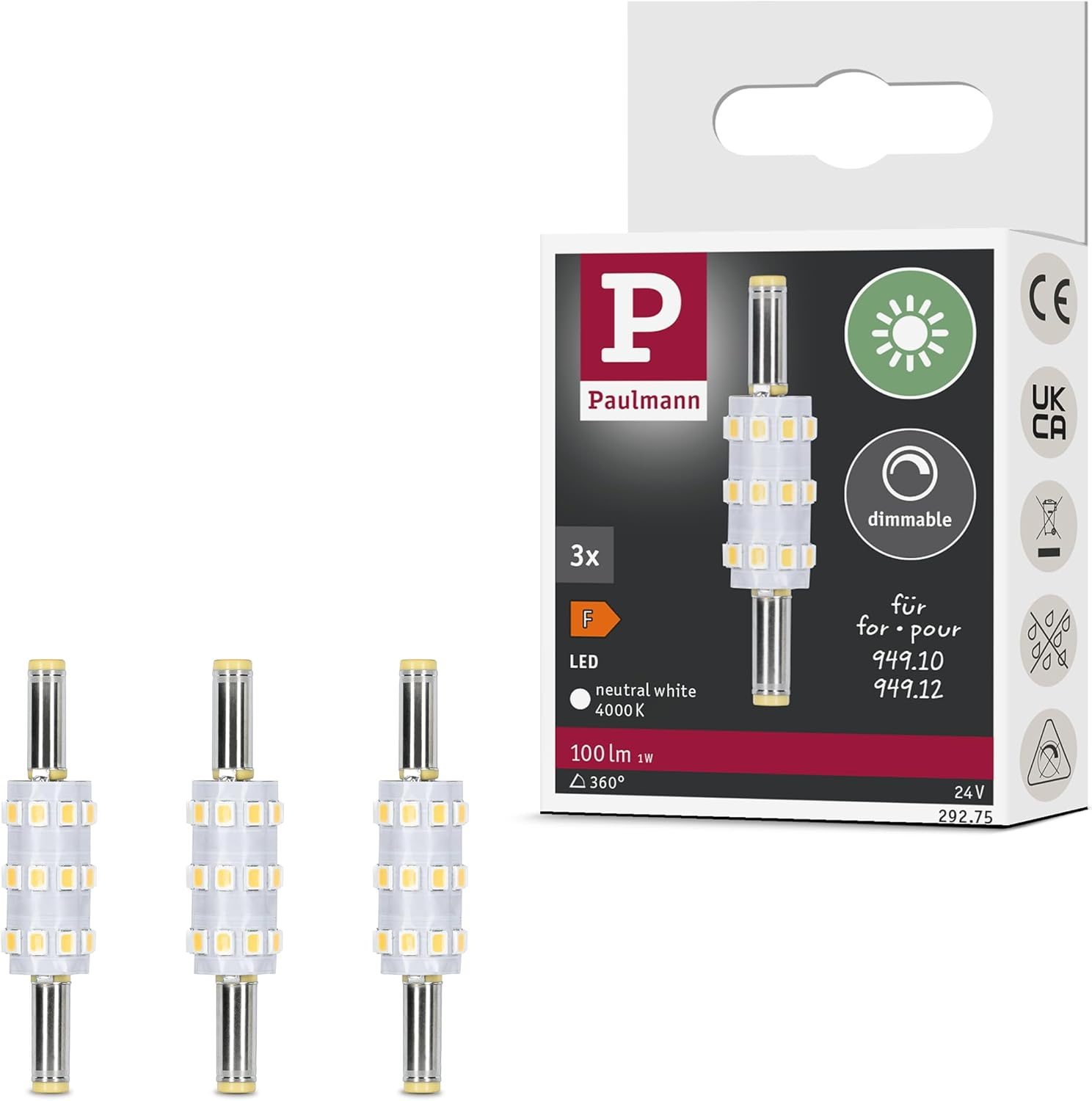 Paulmann Naima 29275 Plug & Shine LED Plug-In Socket Replacement Bulbs Set of 3 4000 K 100 Lm image number 3