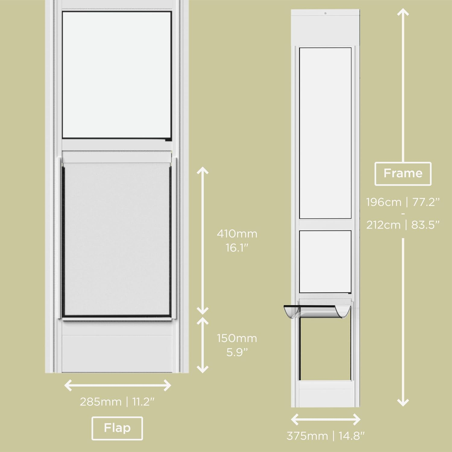 Large White Glass Patio Pet Door image number 2