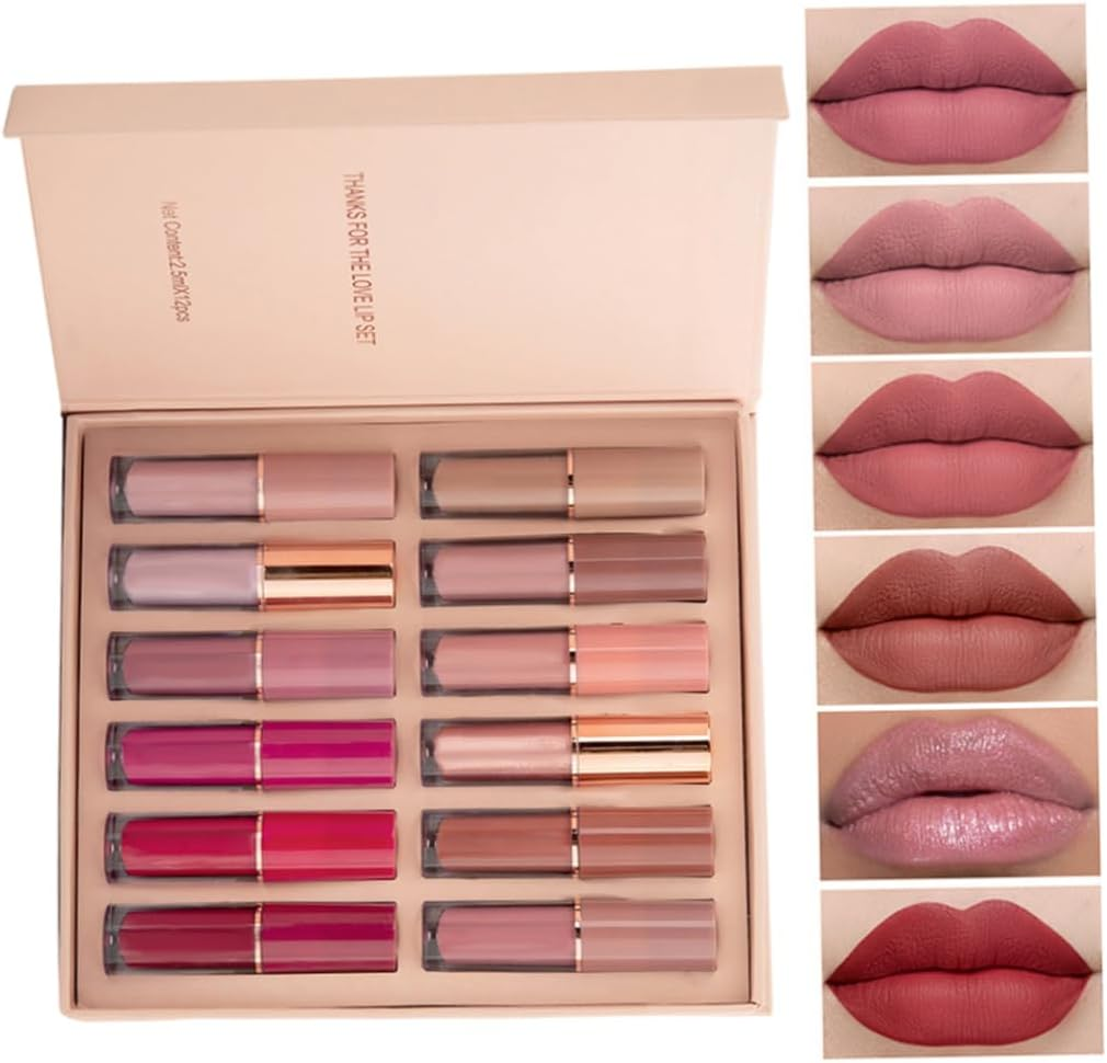 Matte Liquid Lipstick Set Waterproof Long Lasting Non-Stick Cup Lipstick Makeup Set 12PCS image number 2