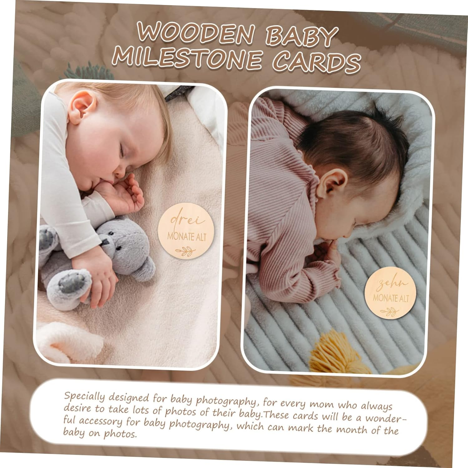 16Pcs Monthly Milestone Cards Newborn Gifts Wooden Photo Props for Shower Decor image number 2