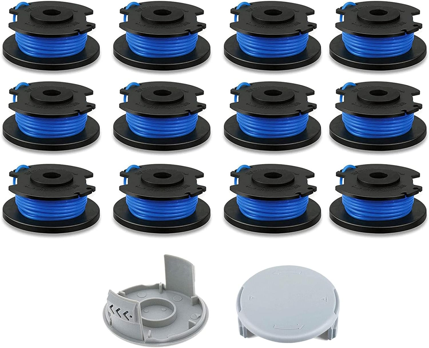 AC14RL3A String Trimmer Spool Replacement for Ryobi One+ AC14RL3A 18V, 24V and 40V Cordless Trimmers, 11Ft 0.065" Auto Feed Cordless Weed Eater Spools Line with 522994001 Cap (12 Spools + 2 Caps) image number 3