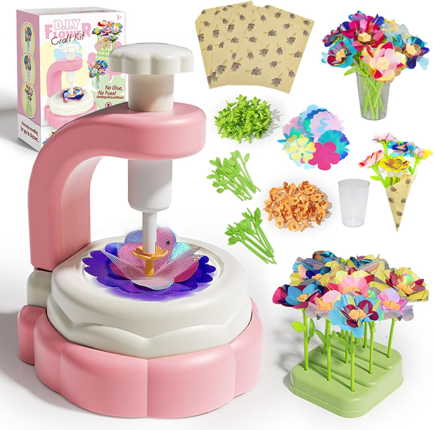 CYZAM DIY Flower Bouquet Craft Kit, Make Your Own Flower Bouquet Toys, Art and Craft for Girls Age 3 4 5 6 7 8, Gifts Home School Classroom Fun Activities Supplies Decor image number 5