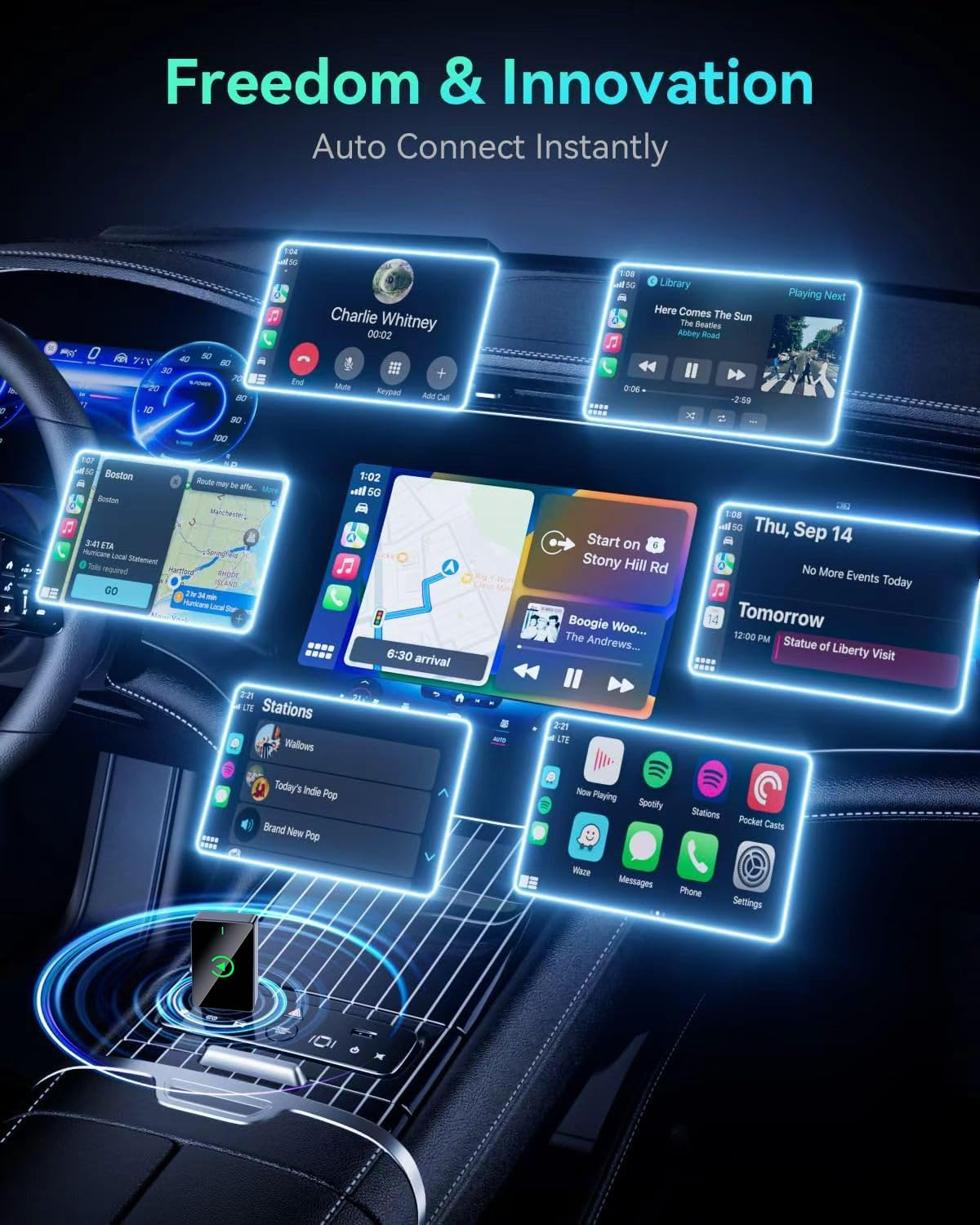 Wireless Carplay Adapterand Android Auto Adapter 2-In-1 Convert Wired to Wireless Carplay Dongle, Mini Size,Plug & Play for Factory Carplay Cars,Fast Auto Connect image number 5