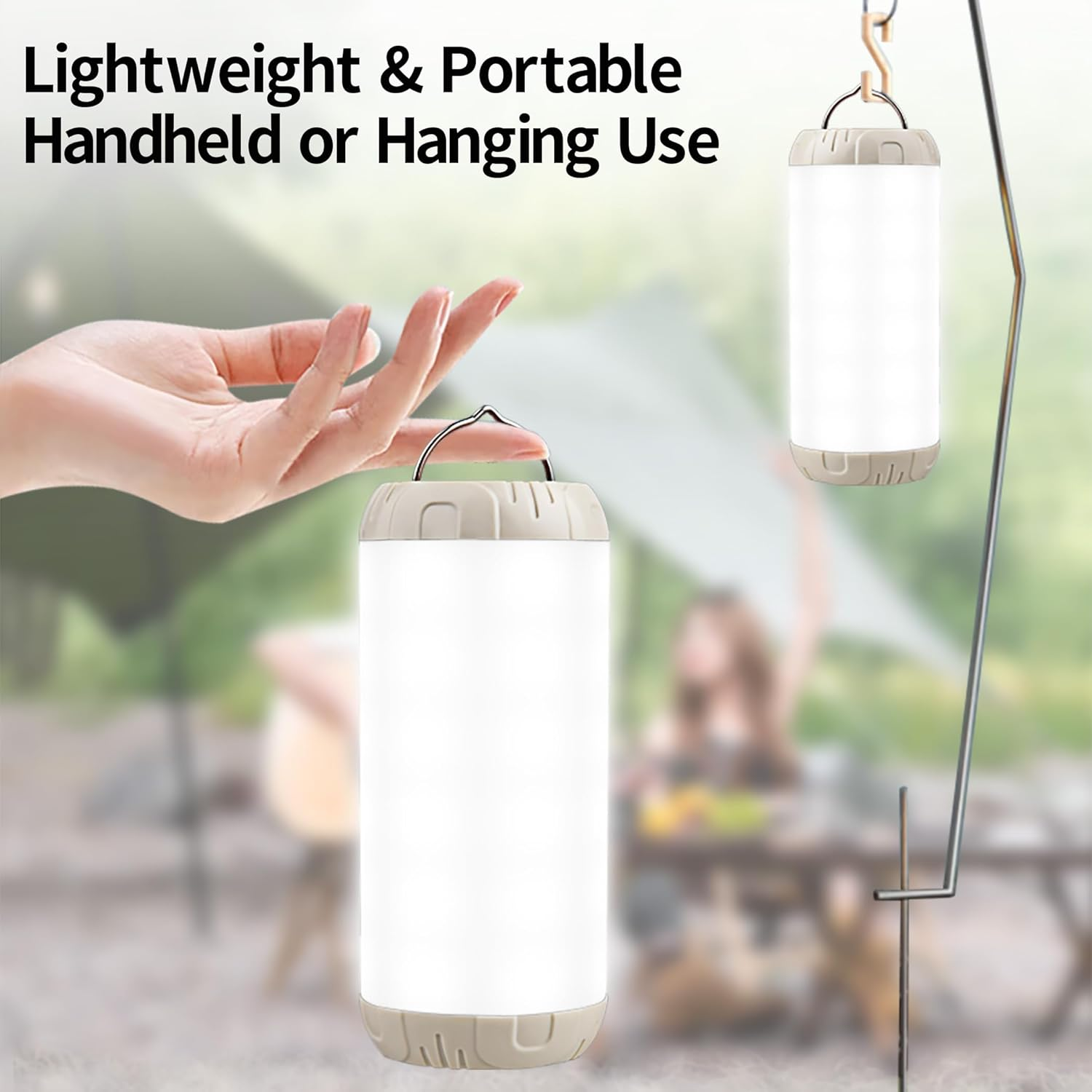 Rechargeable Camping Lantern, 1200 Lumens Ultra Bright Portable LED Lantern, up to 80 Hours Runtime, IP68 Waterproof, 3 Light Modes + SOS Emergency Light for Power Outages, Hiking, Hurricane image number 6