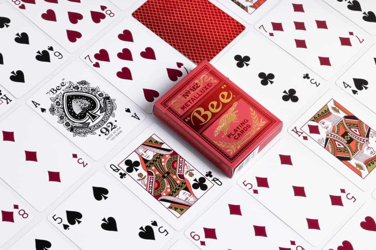US Playing Cards Bee Red Metalluxe Playing Cards image number 1