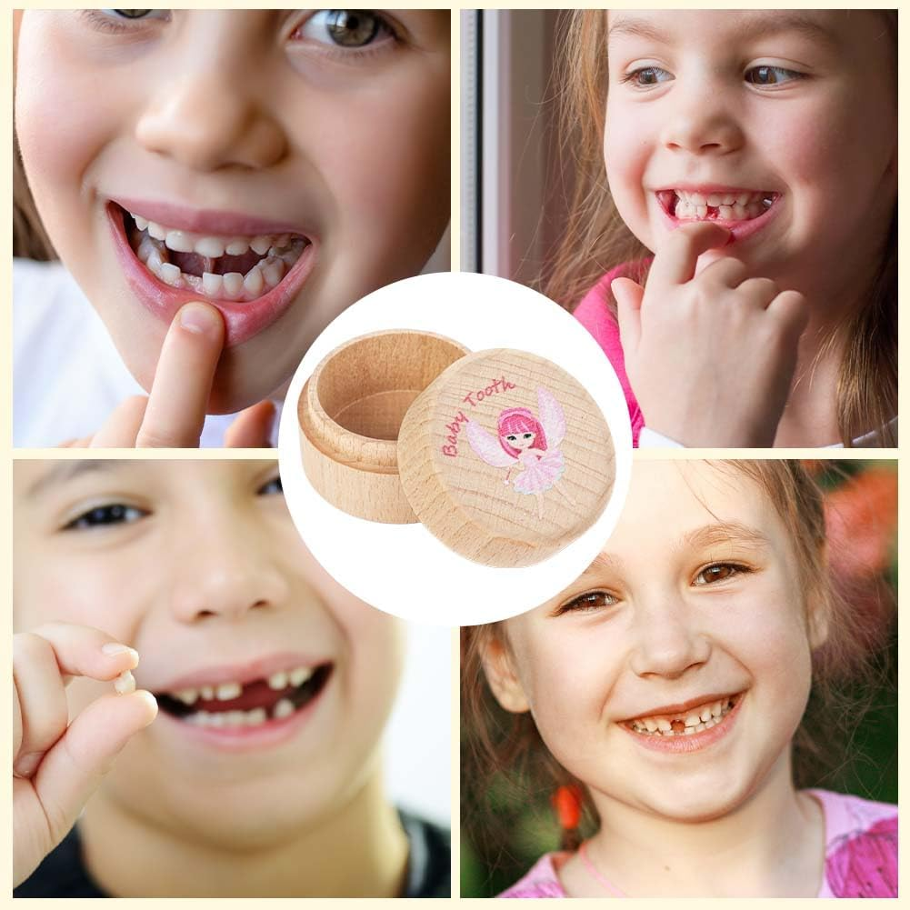 Tooth Fairy Box with Tooth Fairy Bag,Wooden Baby Keepsake Box,Baby Teeth Storage Box for Lost Teeth,Newborn Wood Case for Boys Girls Gift（Fairies） - Boy image number 7