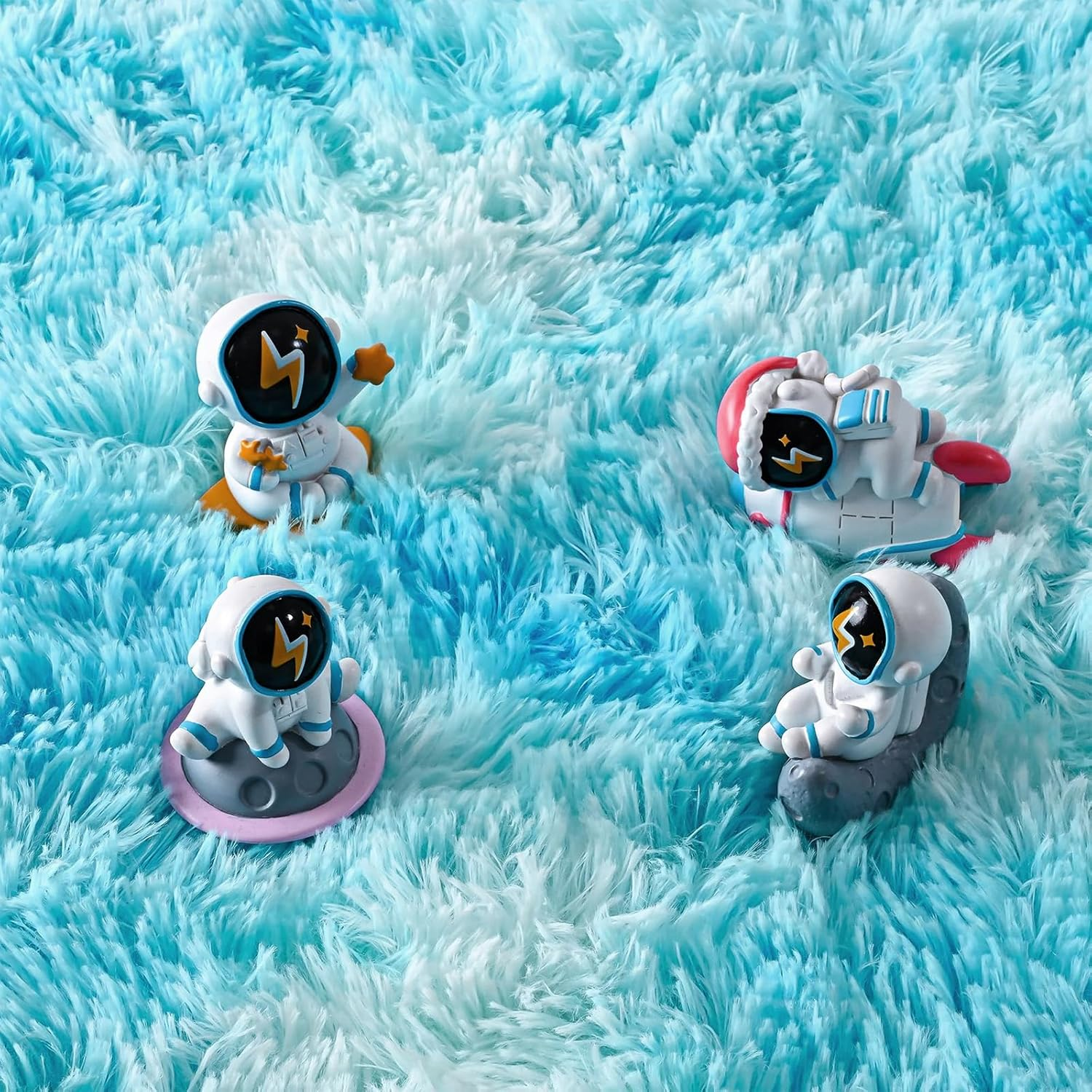 Fluffy Rainbow Rugs for Girls Bedroom, Shag Colorful Rectangle Area Rug for Living Room, Soft Fuzzy Anti-Slip Carpets for Child, Cute Kids Playmats for Home Decor (Blue, 100 * 160Cm)