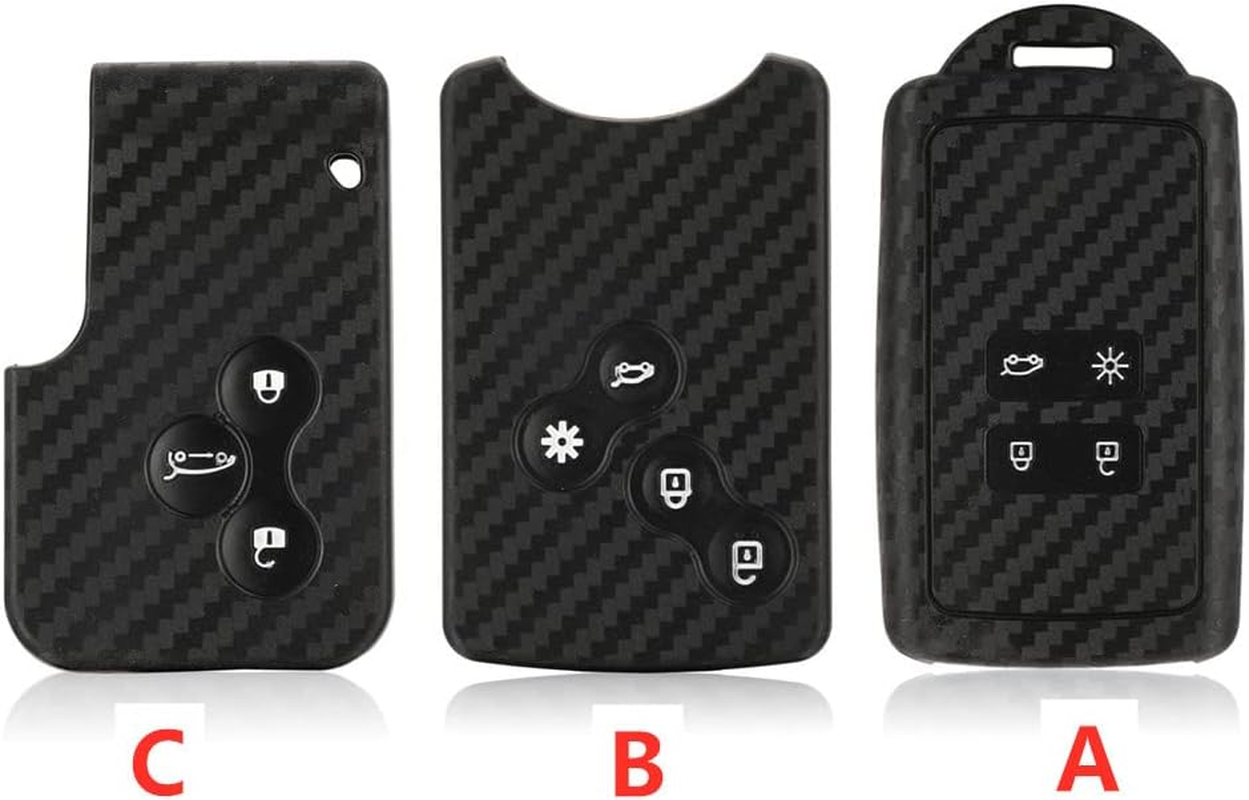 Silicone Car Key Cover Case Carbon Fiber Pattern Compatible with Renault Captur Megane Talisman Espace Clio Zoe Koleos Scenic 4 Arkana Key Shell Accessories (A) image number 1