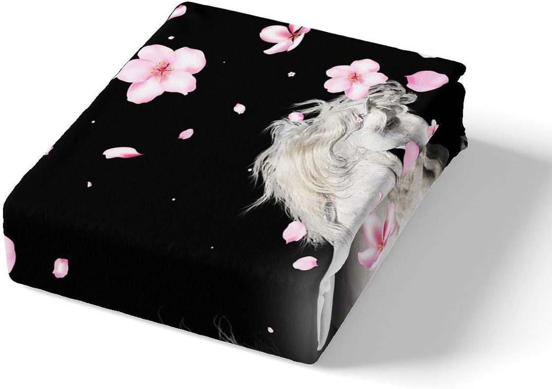 Homewish Horse Duvet Cover, Boys Galloping Horses Duvet Cover, White Horse Print for Children, Teenagers, Adults, Pink Petal Bedding Set, Living Room Decor with Zip, 135 X 200 Cm, Black image number 2