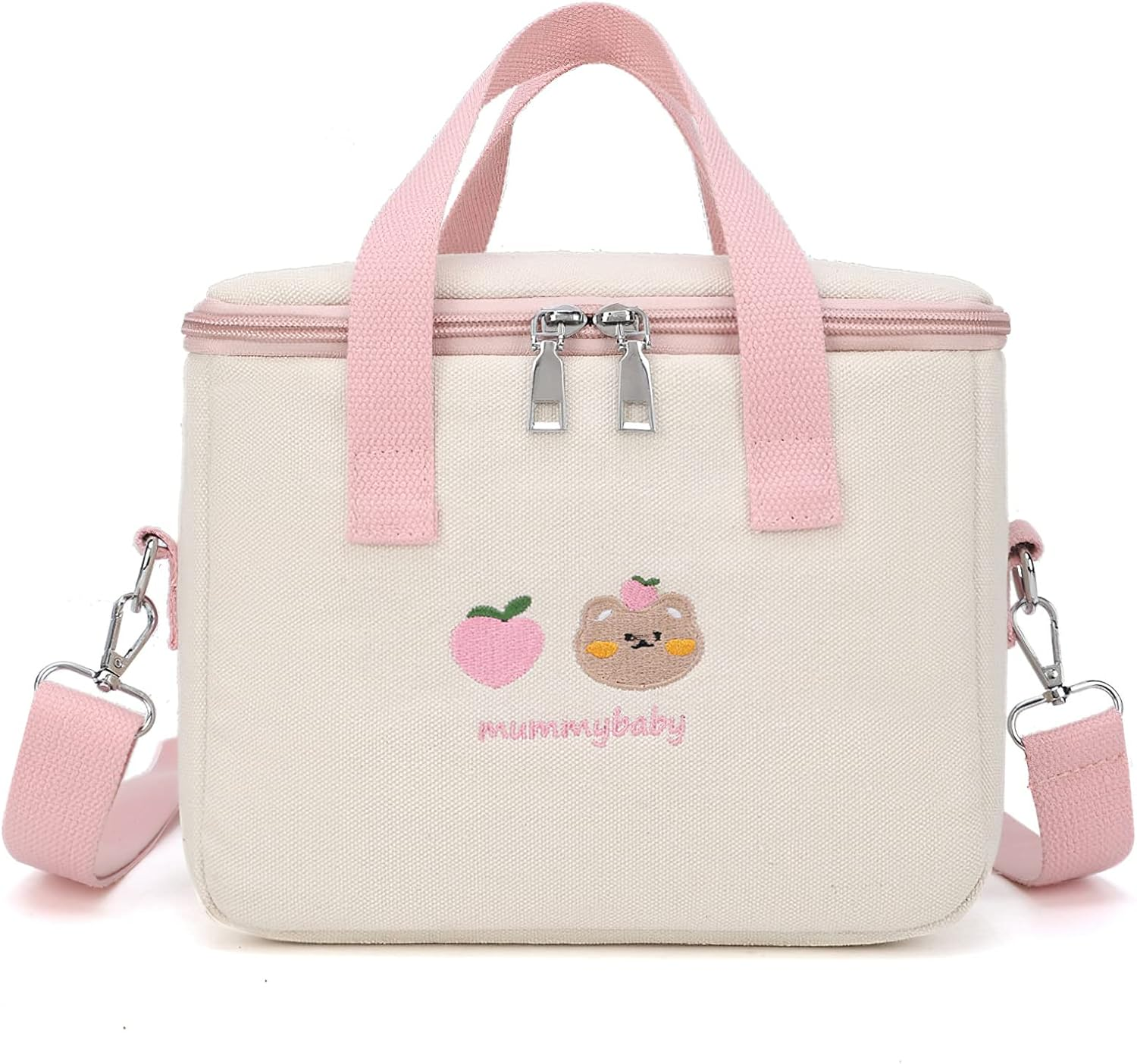 Laureltree Aesthetic Kawaii Cute Lunch Bag Box with Straps Insulated Waterproof Durable for Women Girls Kids Office School (Purple)