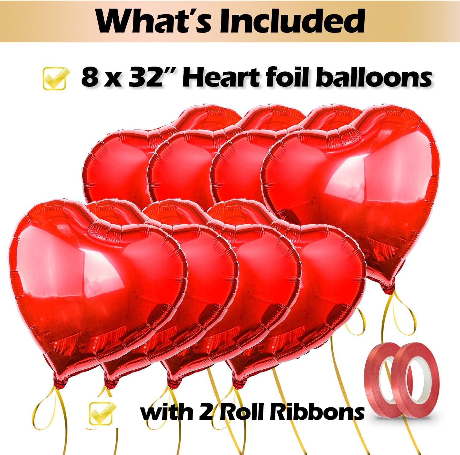 36 Inch Huge Foil Heart Balloon Red Pack of 4, Mylar Aluminium Giant Jumbo Heart Foil Decoration for Girl Valentine'S Day Surprise Birthday Red Theme Mother'S Day Wedding (36 Inch Red Heart, 8) image number 2
