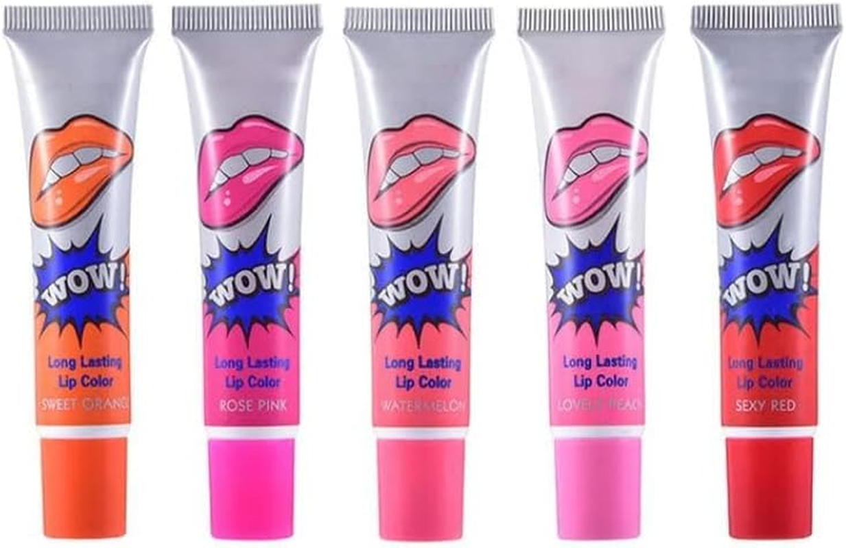 5 Colour Lip Gloss Set, Lip Gloss Mask Peel off Waterproof Tattoo Colour Peel off Lips Gel Tint image number 2