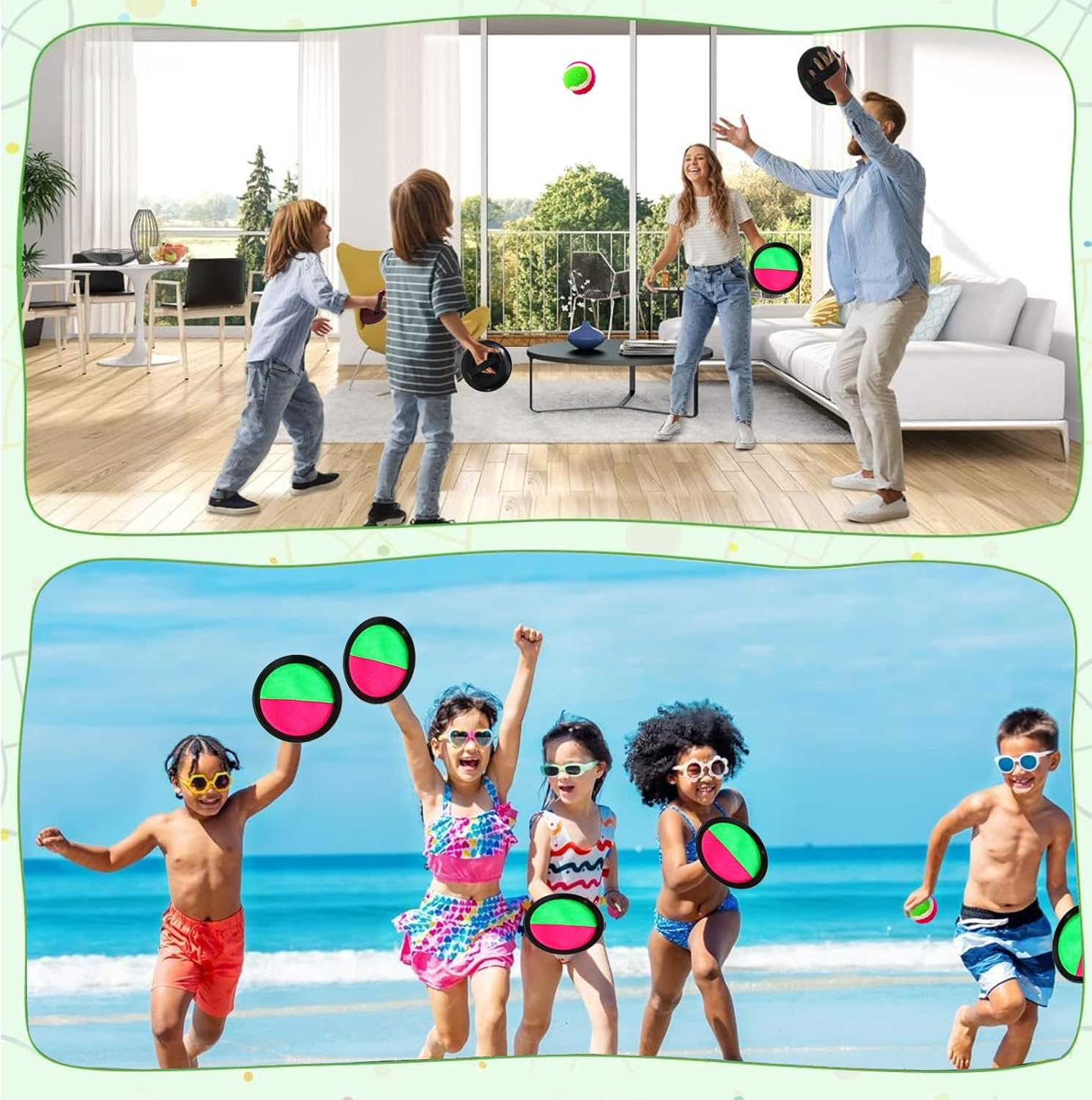 Woruykot Velcro Ball Pool Game, Outdoor Toy, Beach Toys, Outdoor Throwing Game, Velcro Ball Set with 4 Velcro Ball Paddles and 2 Velcro Balls, Ball Games for Outdoor Garden (Red) image number 5