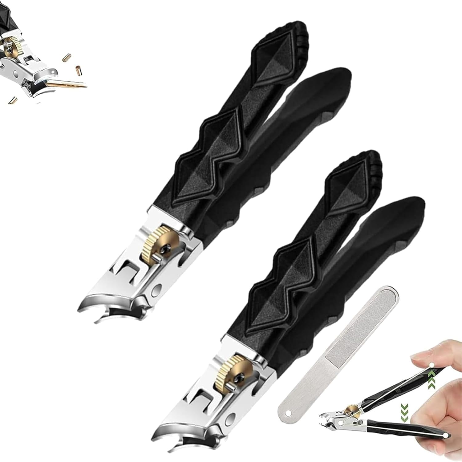 Zoerely Orthoclip, Goredny/Fanyil/Glosrity/Glosritystore Orthoclip Nail Clippers, Wide Jaw Opening Nail, Double Configuration of Oblique and Flat Mouth, Splash-Proof Design, for Thick Nails (2Pcs*Slant Blade)