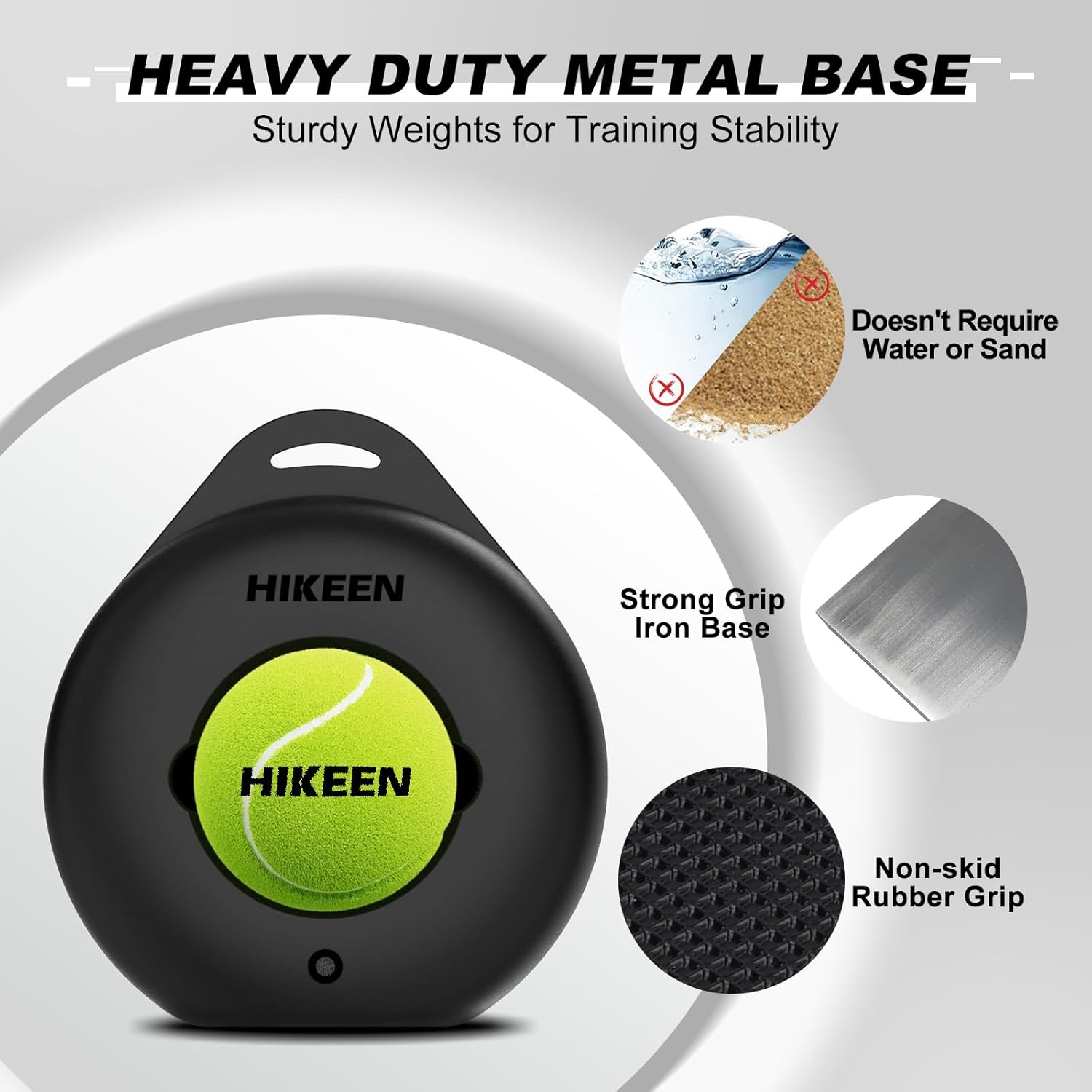 Hikeen Premium Tennis Trainer Rebound with Metal Base,Portable Solo Tennis Trainer Set with 3 Highly Elastic String Balls,Tennis Practice Equipment for Adult Kids an Beginners image number 6