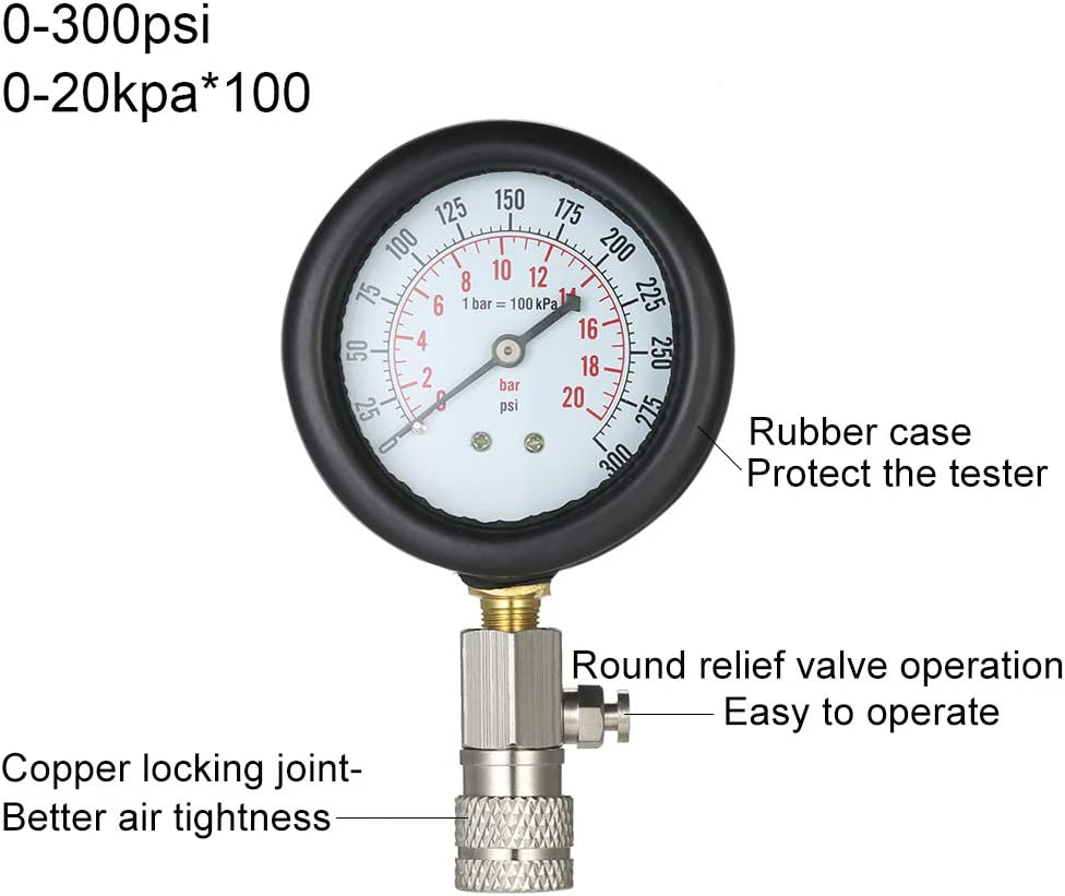 Threeh 8 Pcs Gasoline Engine Compression Tester Petrol Gas Engine Cylinder Automobile Pressure Gauge Tester Automotive Test Kit MA02A image number 6