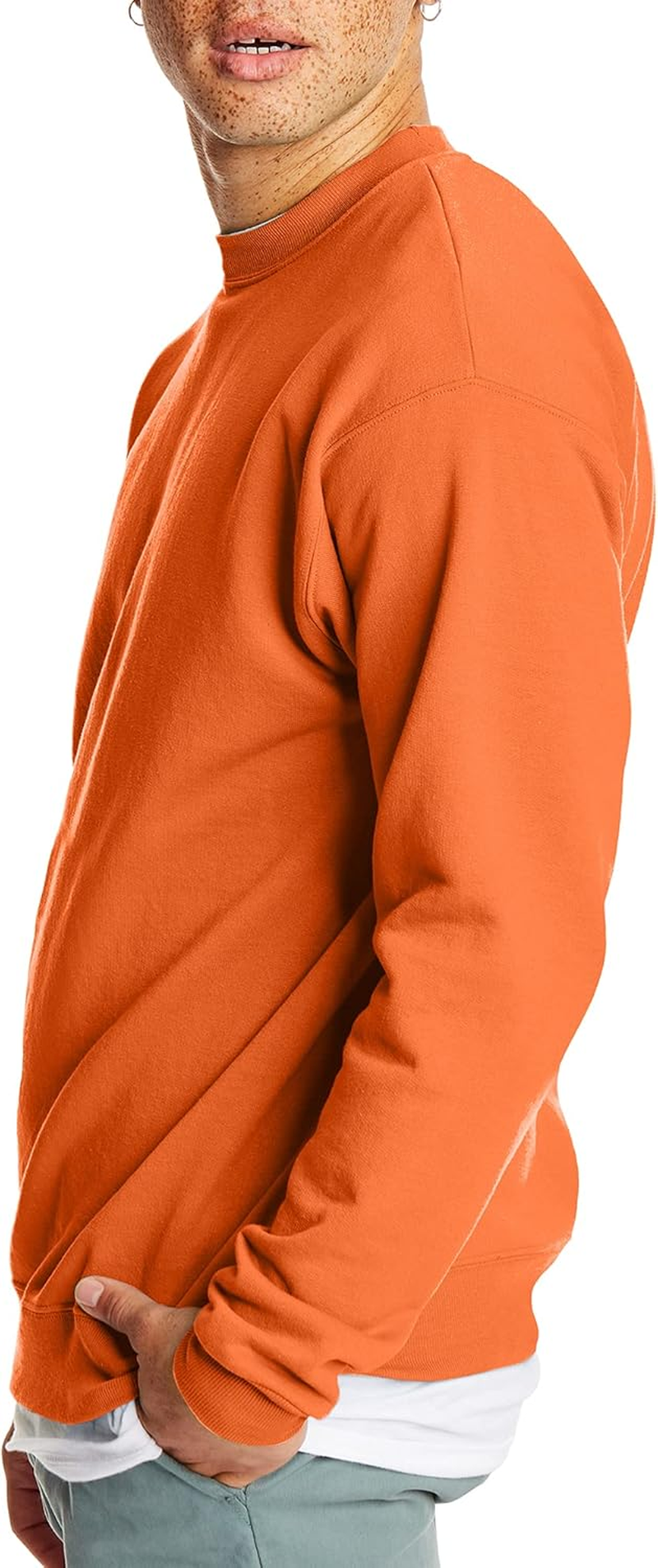 Hanes Men'S Ecosmart Fleece Sweatshirt, Cotton-Blend Pullover, Crewneck Sweatshirt for Men, 1 or 2 Pack Available, Safety Orange - 1 Pack, Xx-Large